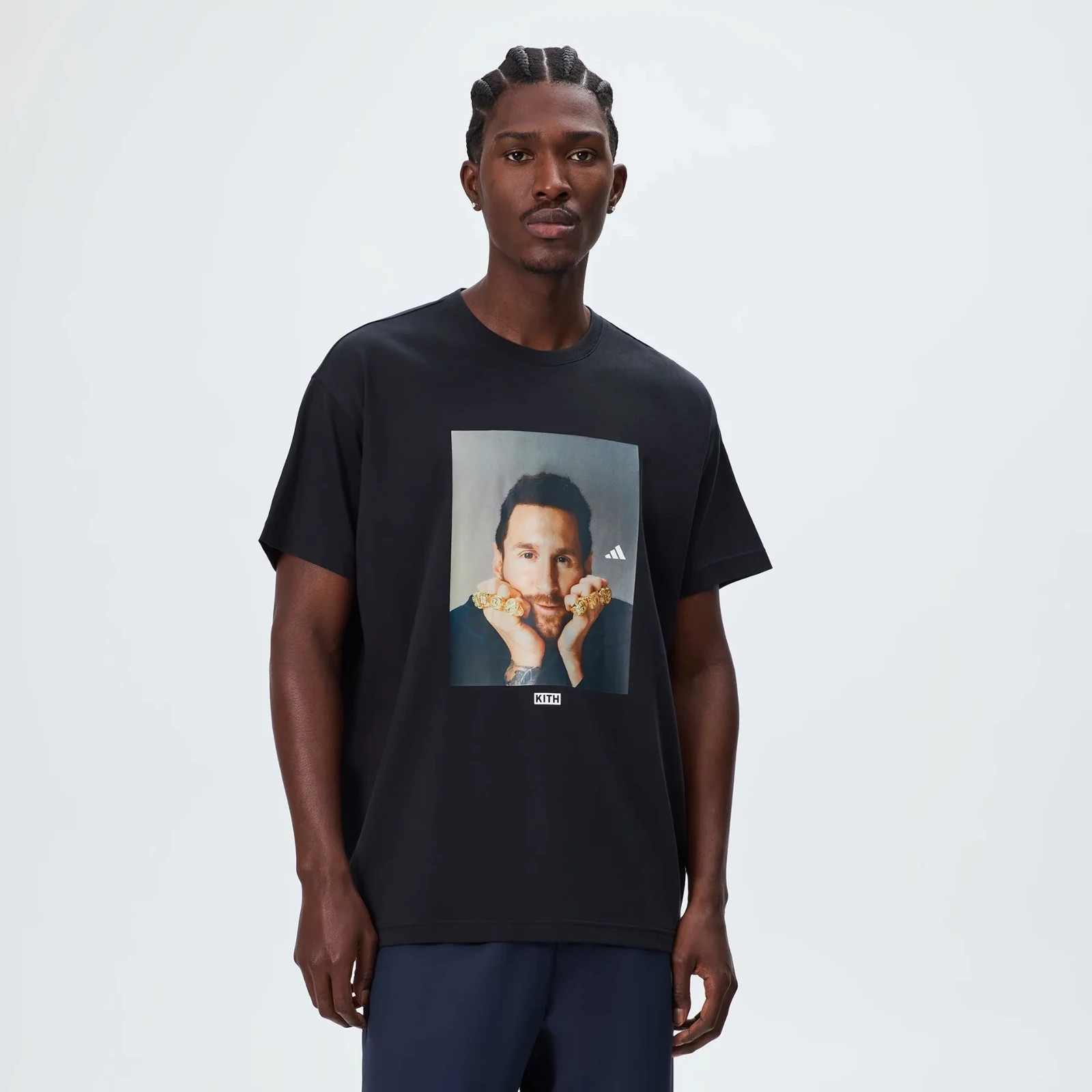 KITH & Messi Adidas Football Soccer Graphic T-Shirt Size Medium Black NEW