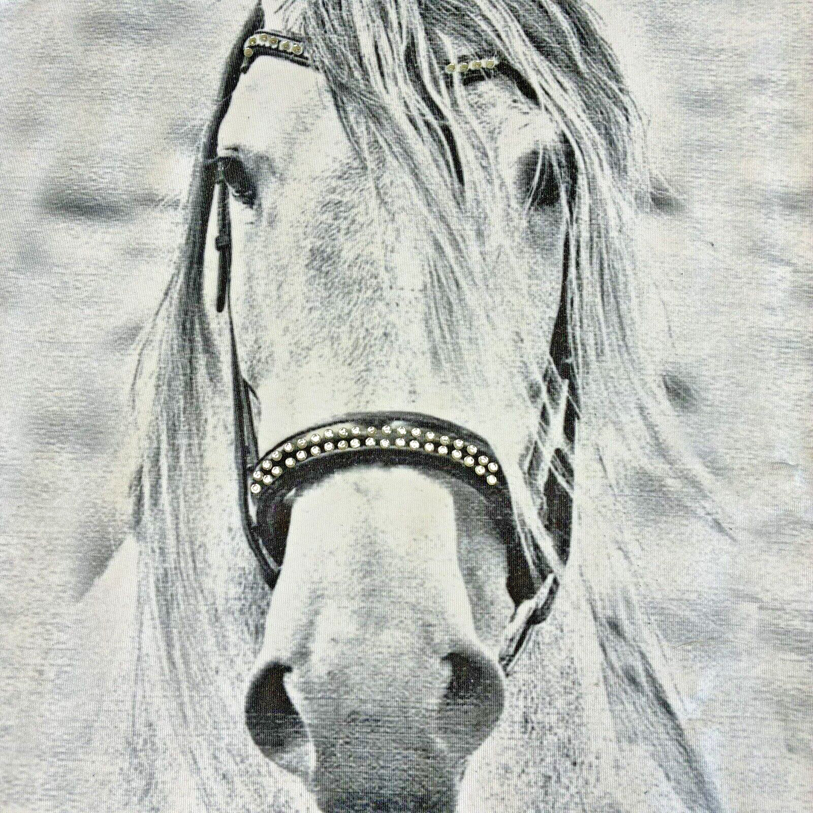 Mountain Horse Broadway Tee Horse Graphic Rhinestones White Gray