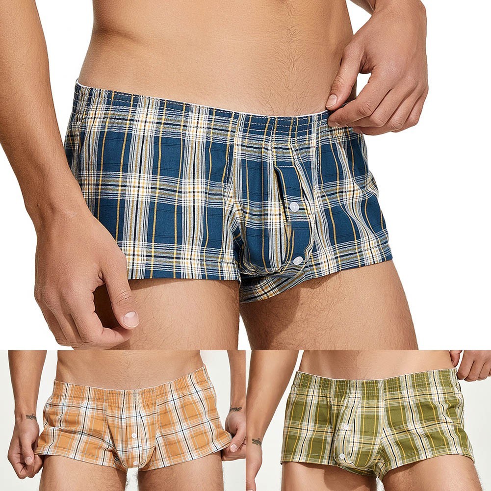 Mens Sexy Underwear Underpants Soft Boxers Shorts Briefs Trunks Button Low Rise