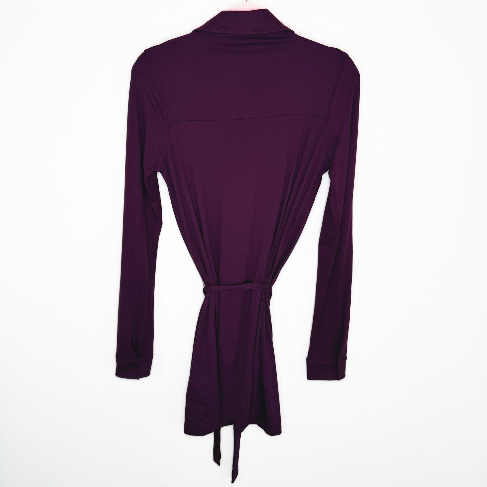 NWT Long Tall Sally Button Down Purple Belted Tie Waist T Shirt Tunic Mini Dress