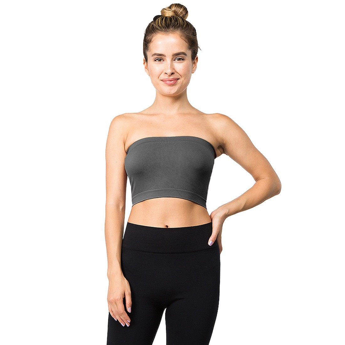 Seamless Tube Top Bandeau Stretchable Spandex Bra (Regular & Plus Sizes)