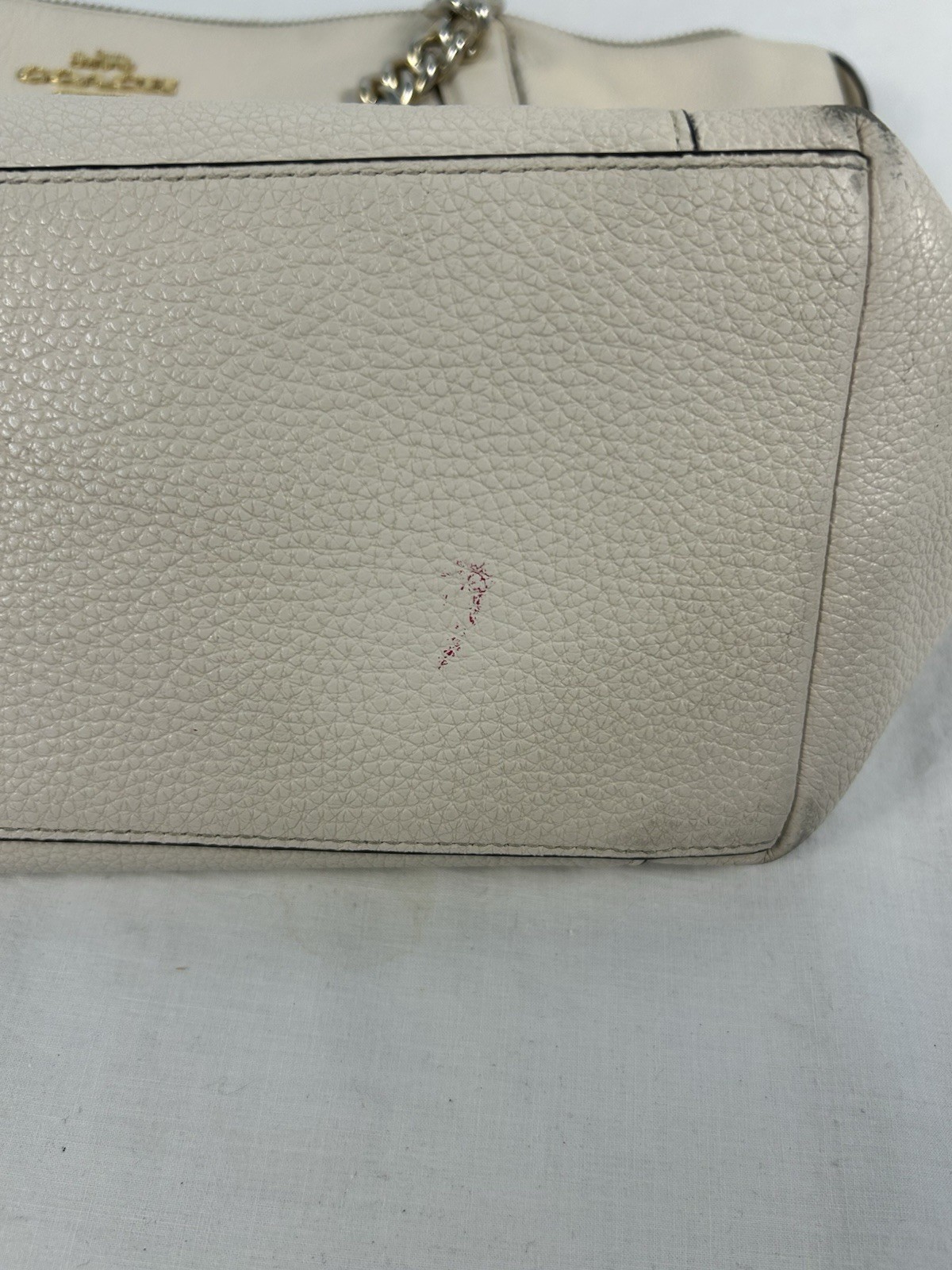 Coach F29007 Ava Chain Tote In Ivory Crossgrain Leather