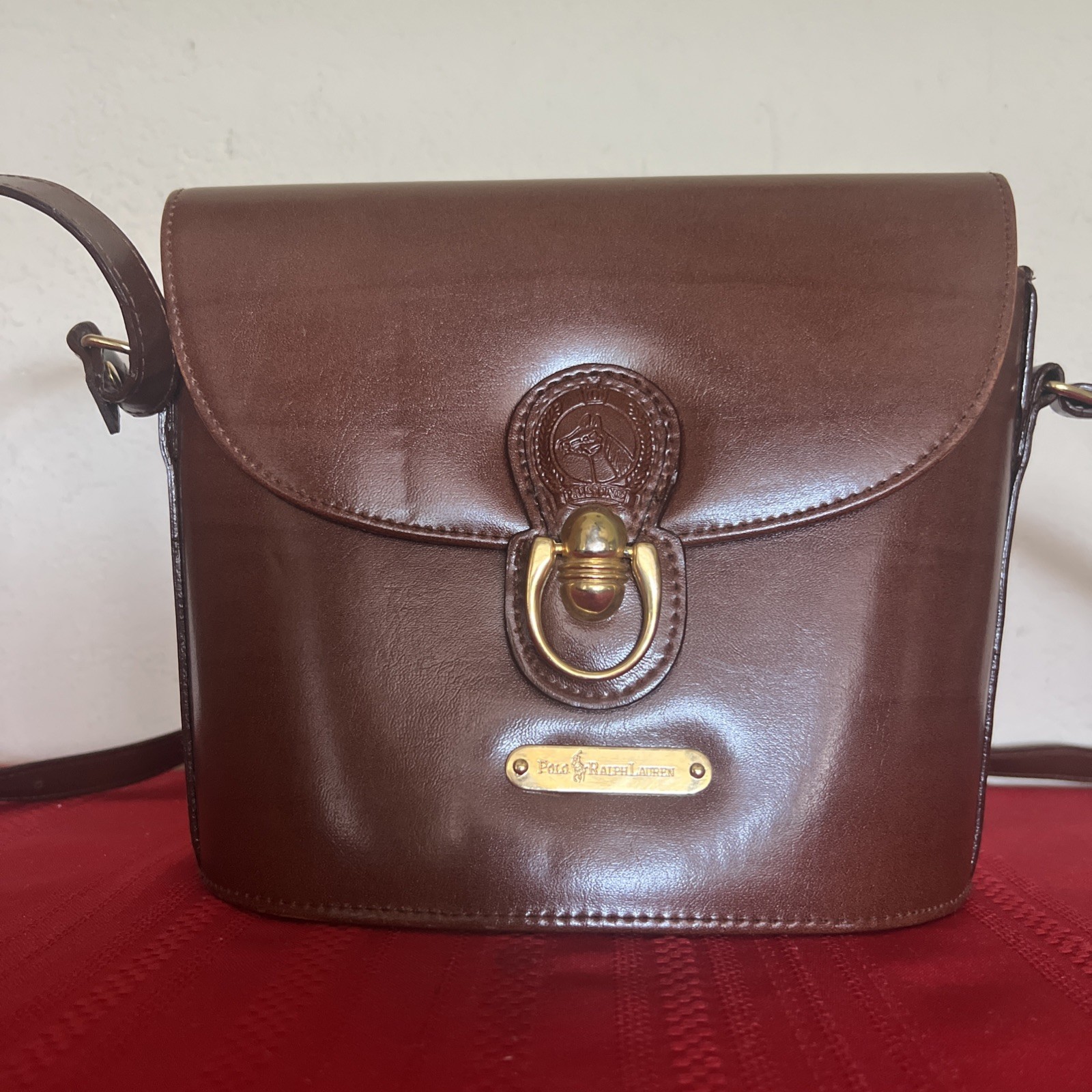 VTG Polo Ralph Lauren Equestrian Saddle Leather Crossbody Purse Shoulder Bag