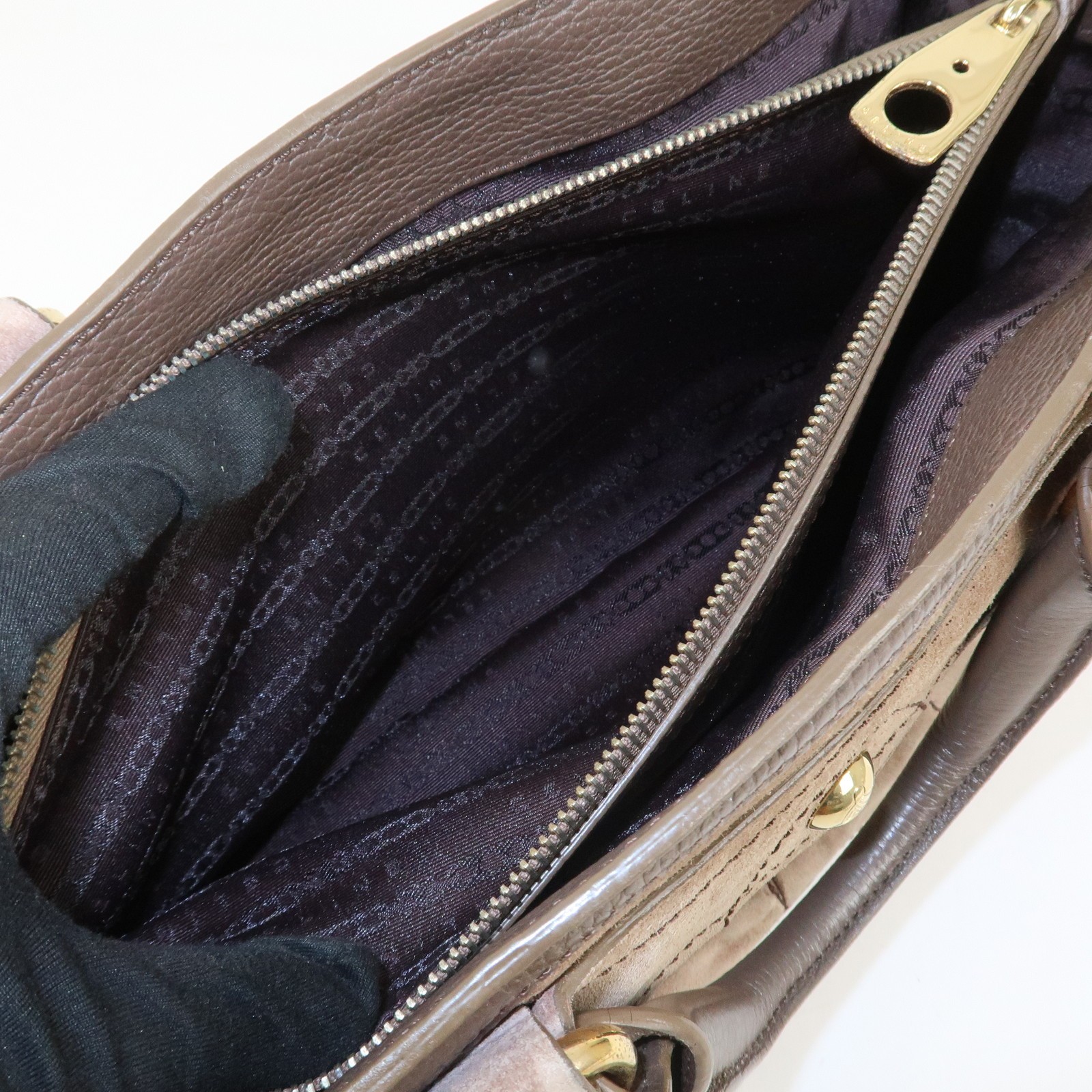 CELINE Boogie Bag Suede Leather Hand Bag Beige Brown Authentic Used F/S
