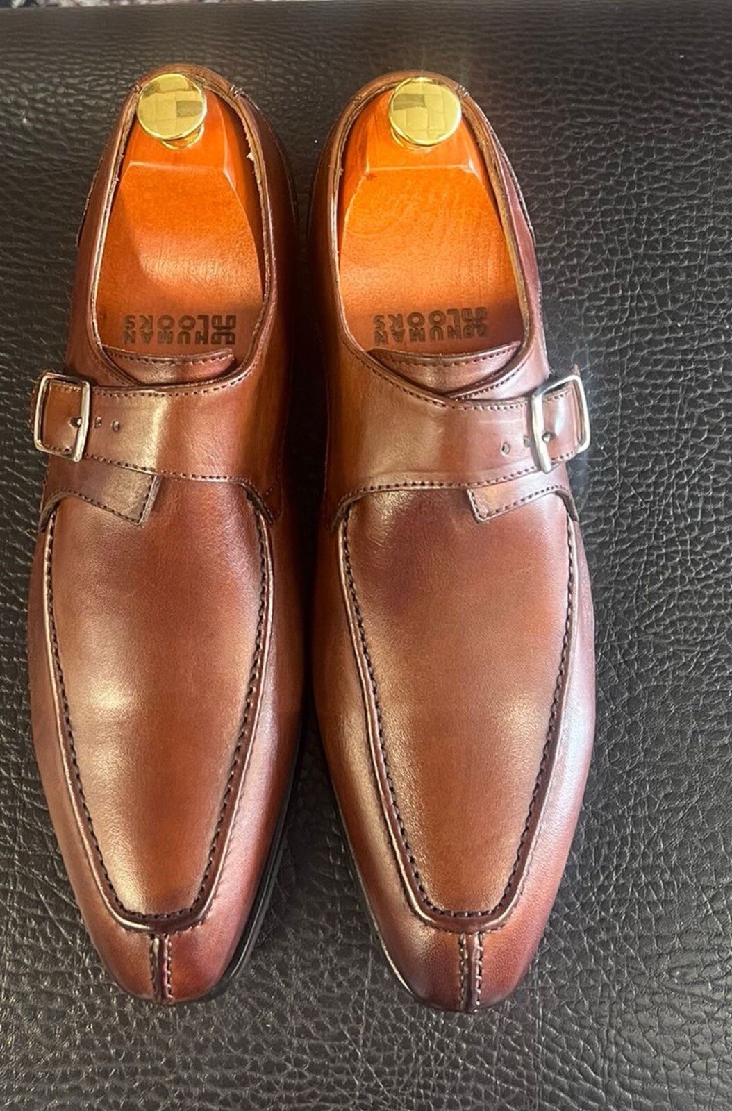 Italian leather dress shoe Monk Strap,brown Color Size 40, /42,43,45 Available