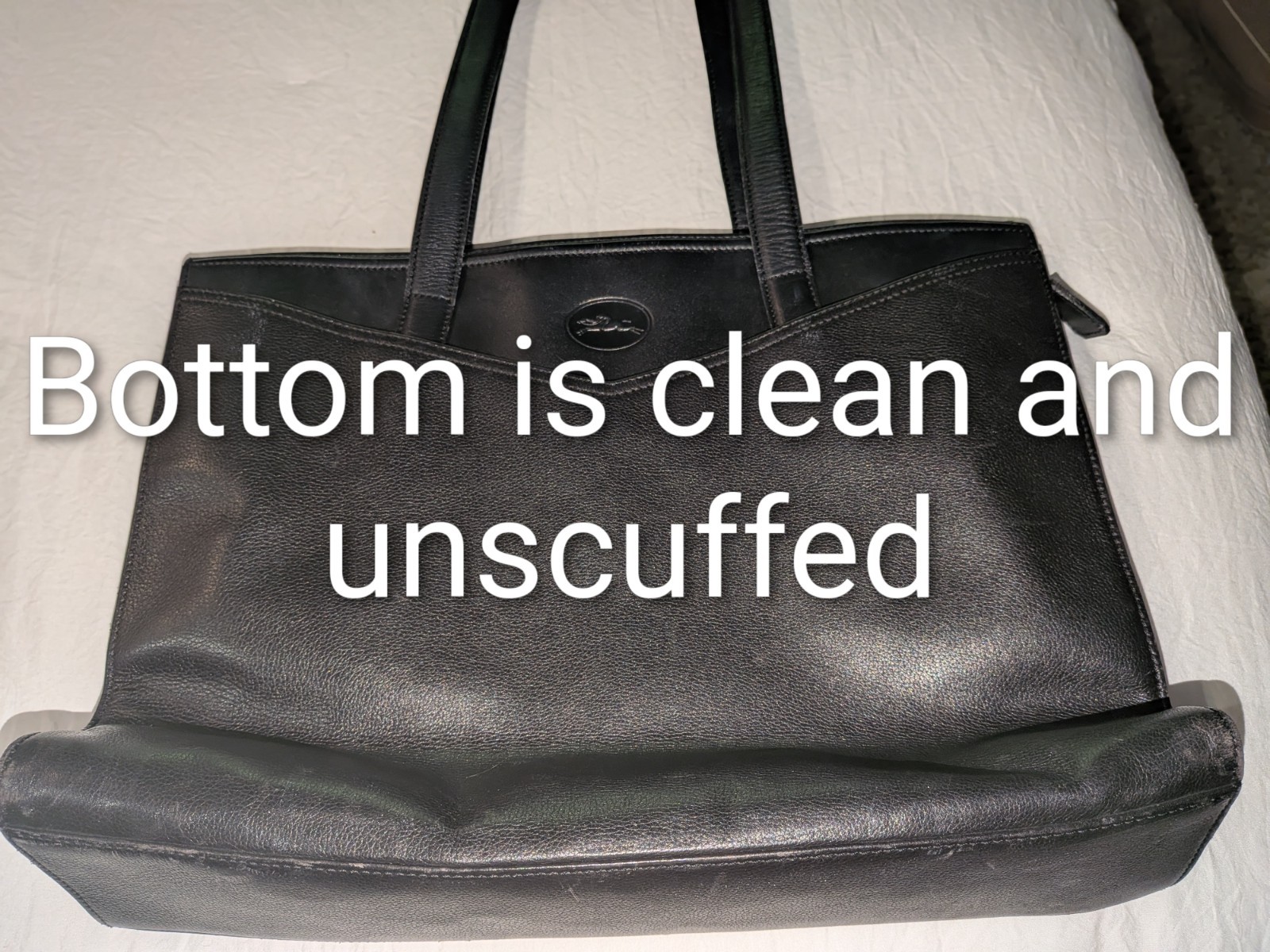 Longchamp black leather business bag 16″ X 12″ X 4″ Excellent condition