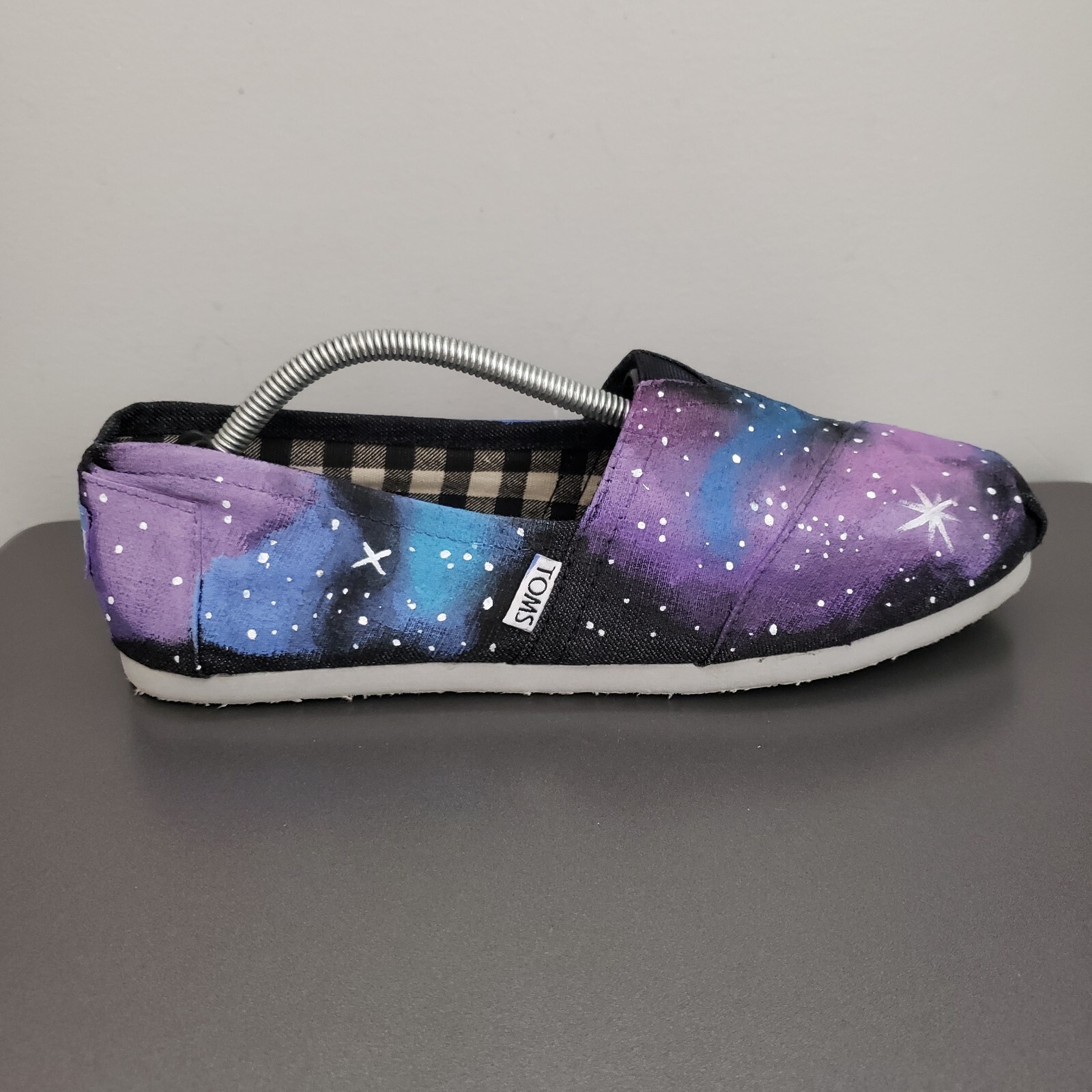 Hand Painted Original Toms Womens 8.5 Night Sky Stars Purple Blue Black Shoes