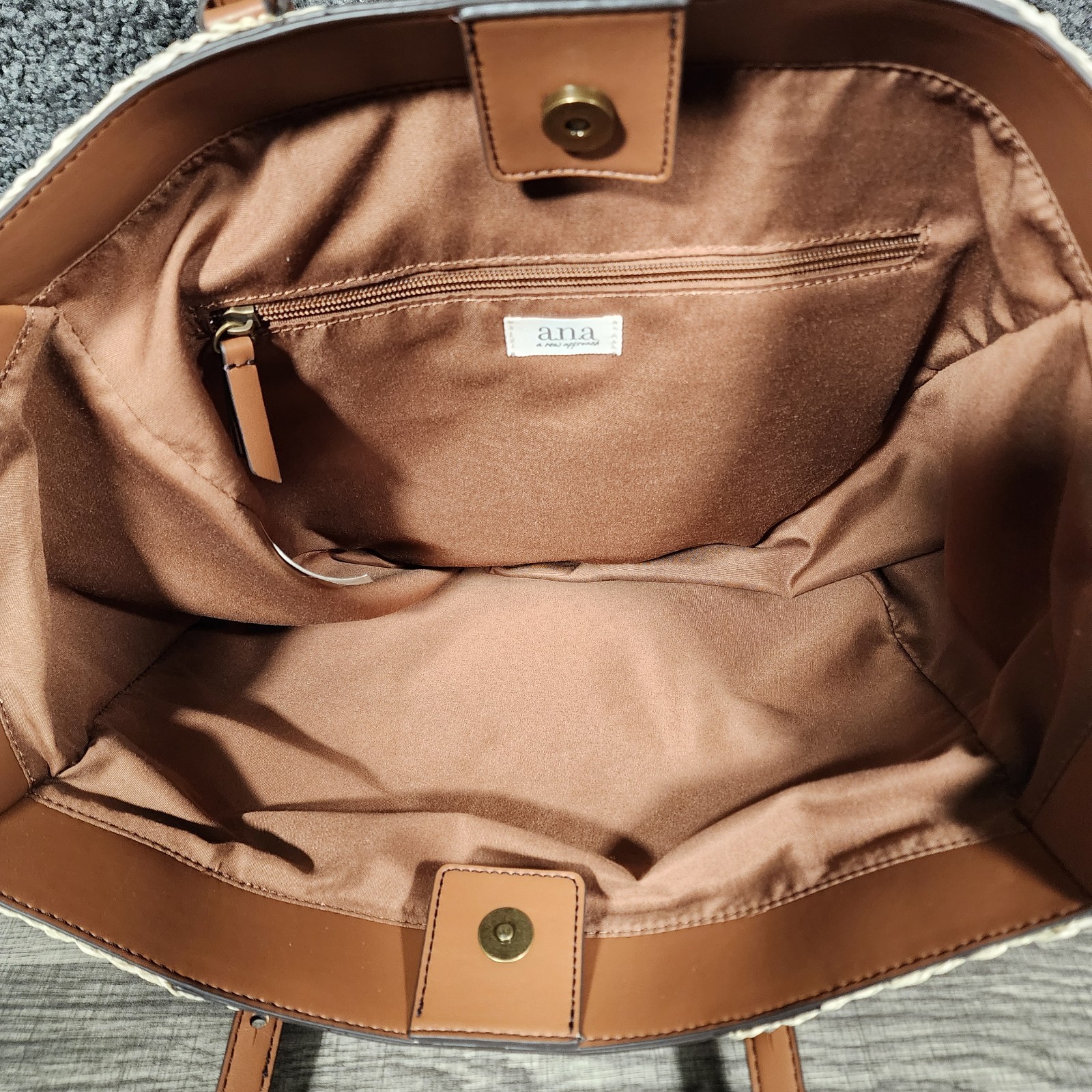 a.n.a Noelle Straw Tote Shoulder Bag Women’s Large Natural Brown Beach Boho NWT