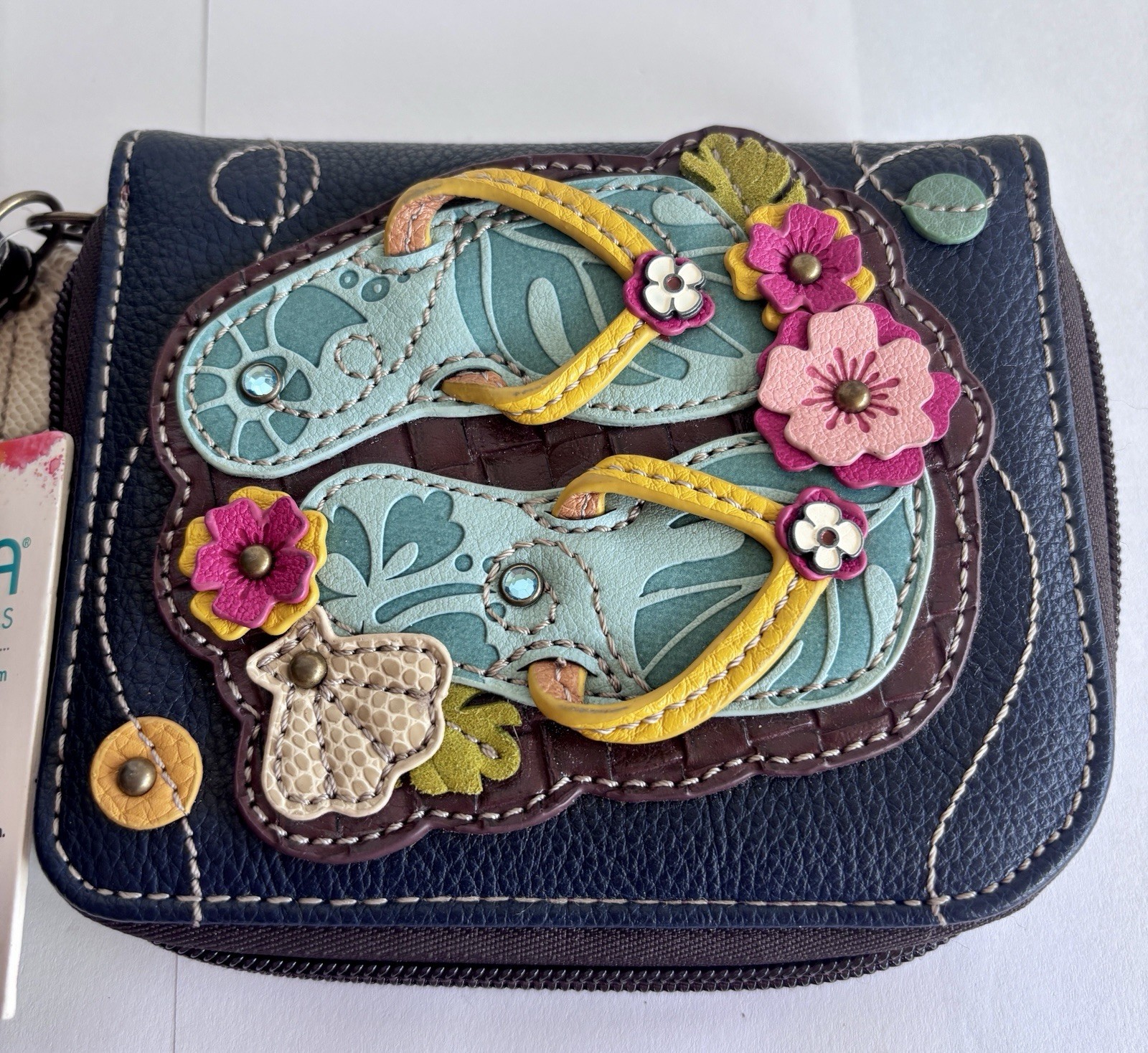 Chala Flip Flop Zip Around Wallet Wristlet NWT Summer Vibe 5″W x 6″H x 1″D NWT