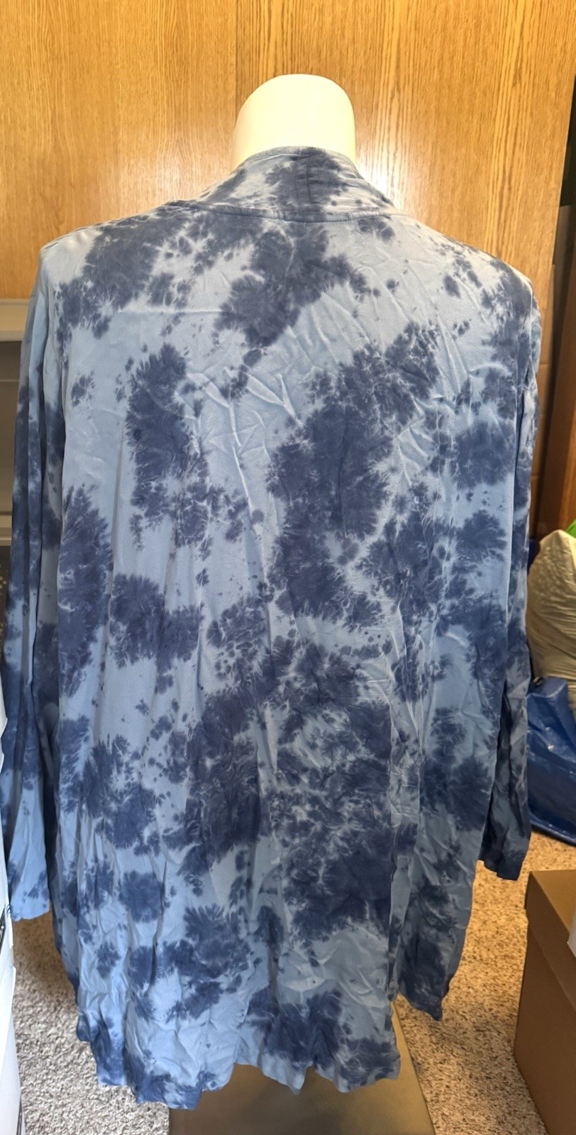 Catherines 3X Plus Size Two Tone Denim Blue Tye Die Layering Jacket NWOT