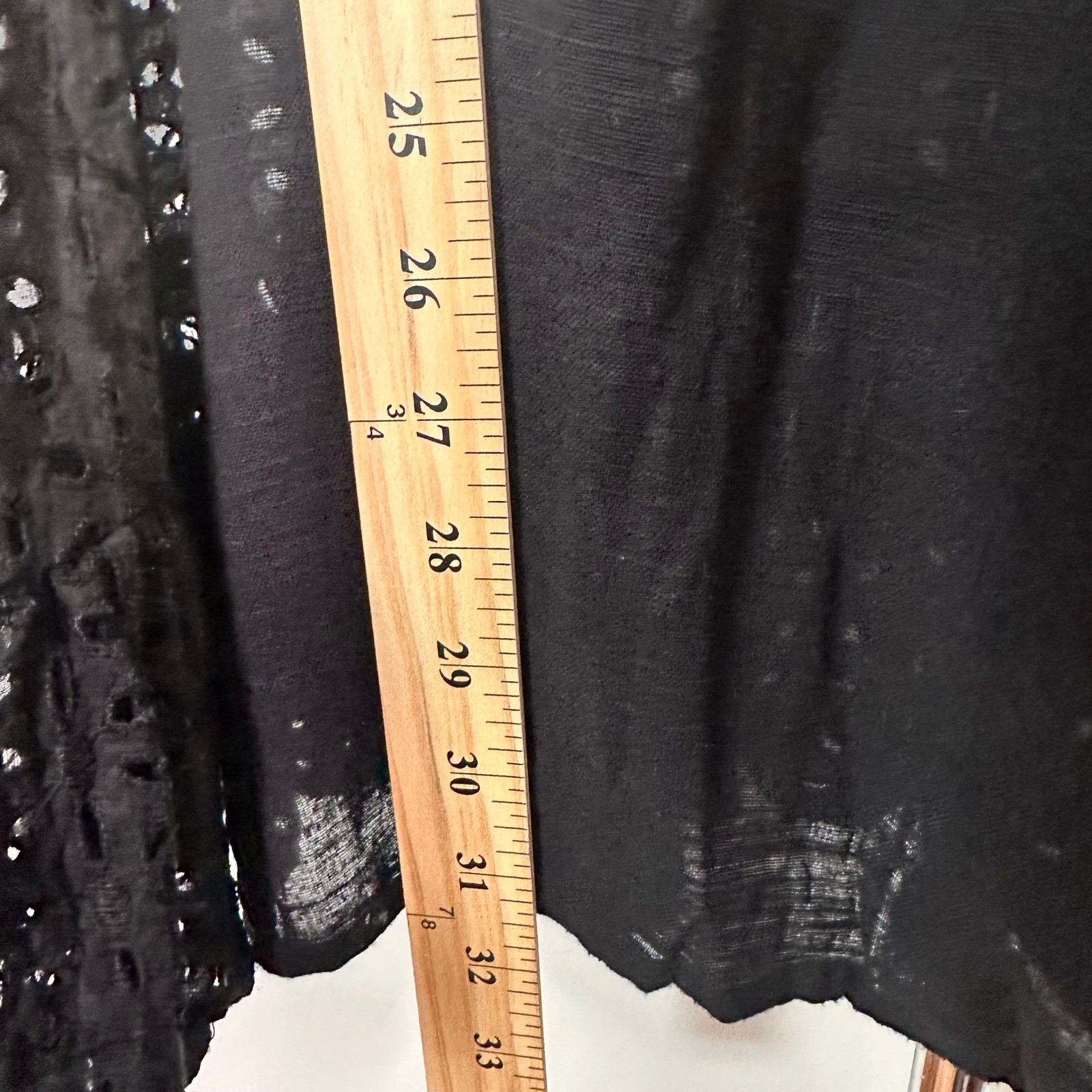 Ivy Jane Womens Black Eyelet Lace Trim Tunic Top Short Sleeve Smocked Large