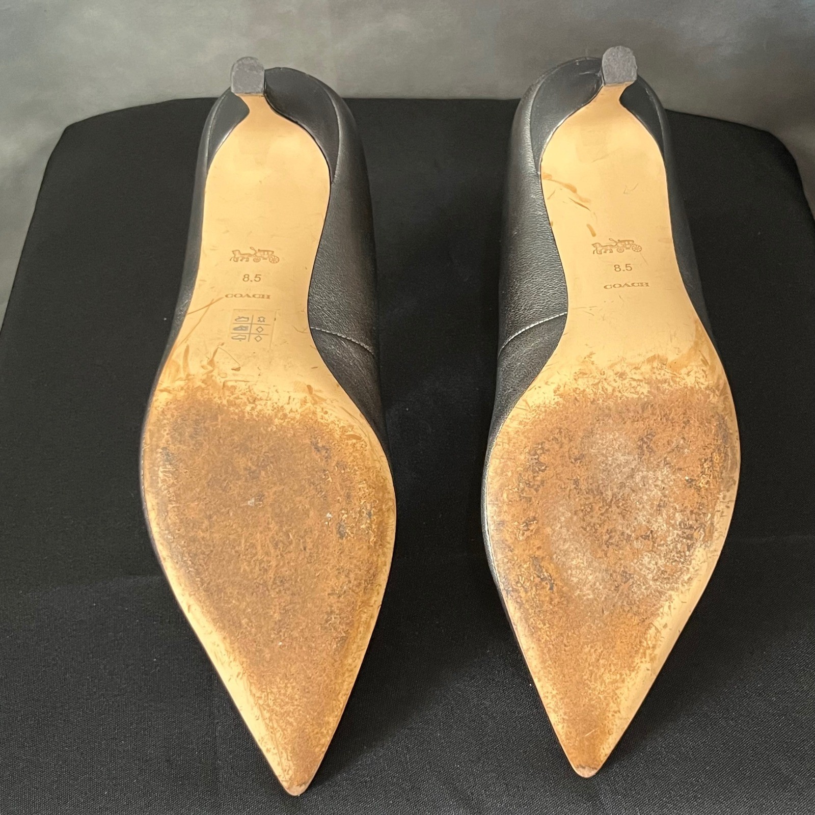 Coach Waverly Gunmetal Metallic Leather Pointed Toe Pumps G4585 Womens 8.5B