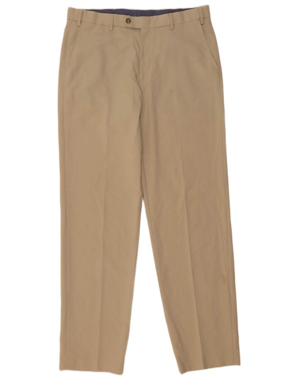 Marks & Spencer Mens Regular Suit Trousers W34 L33 Beige Polyester ED05