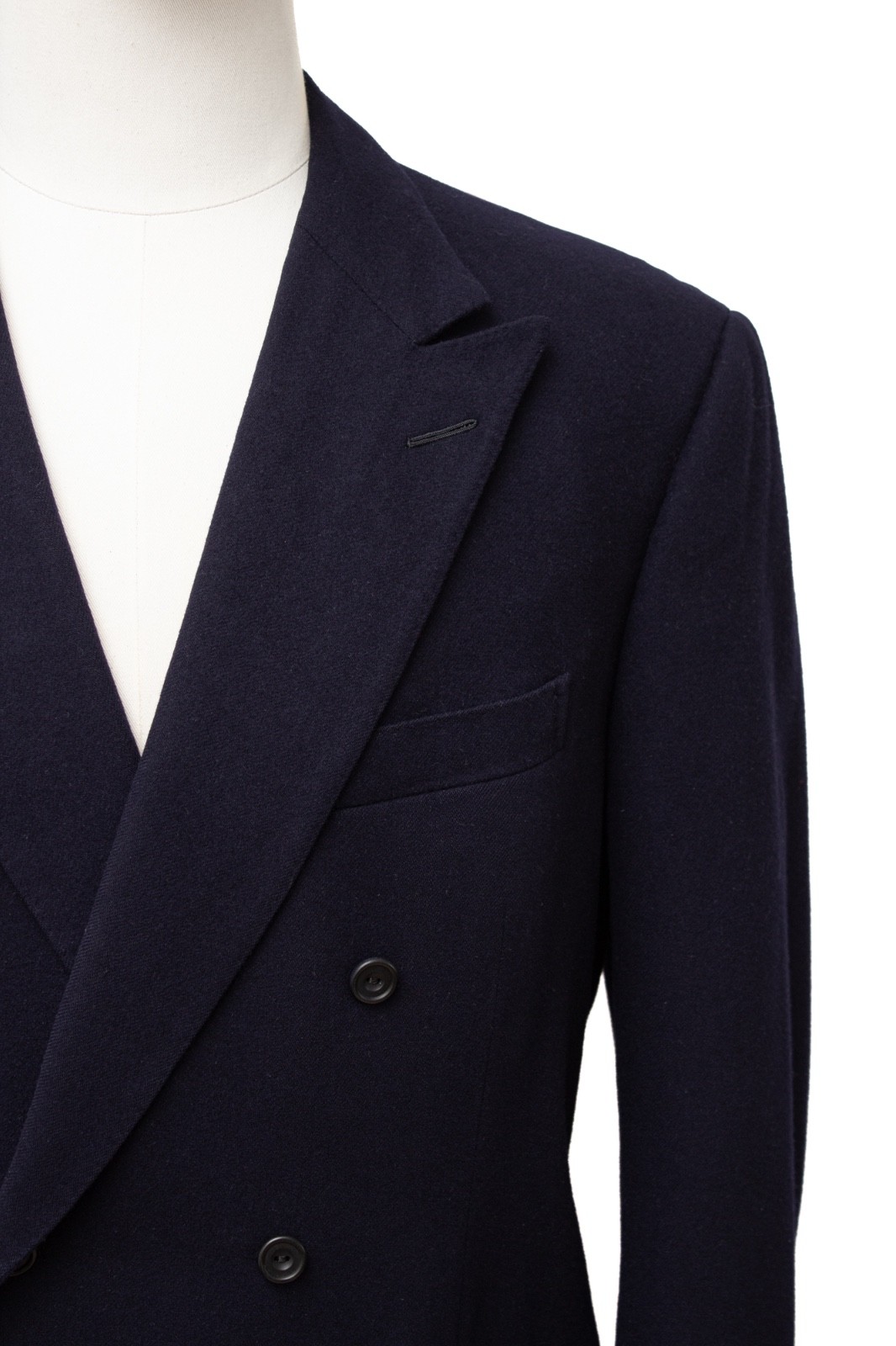 Huntsman Savile Row Bespoke Flannel Wool Navy Double Breasted Blazer Jacket