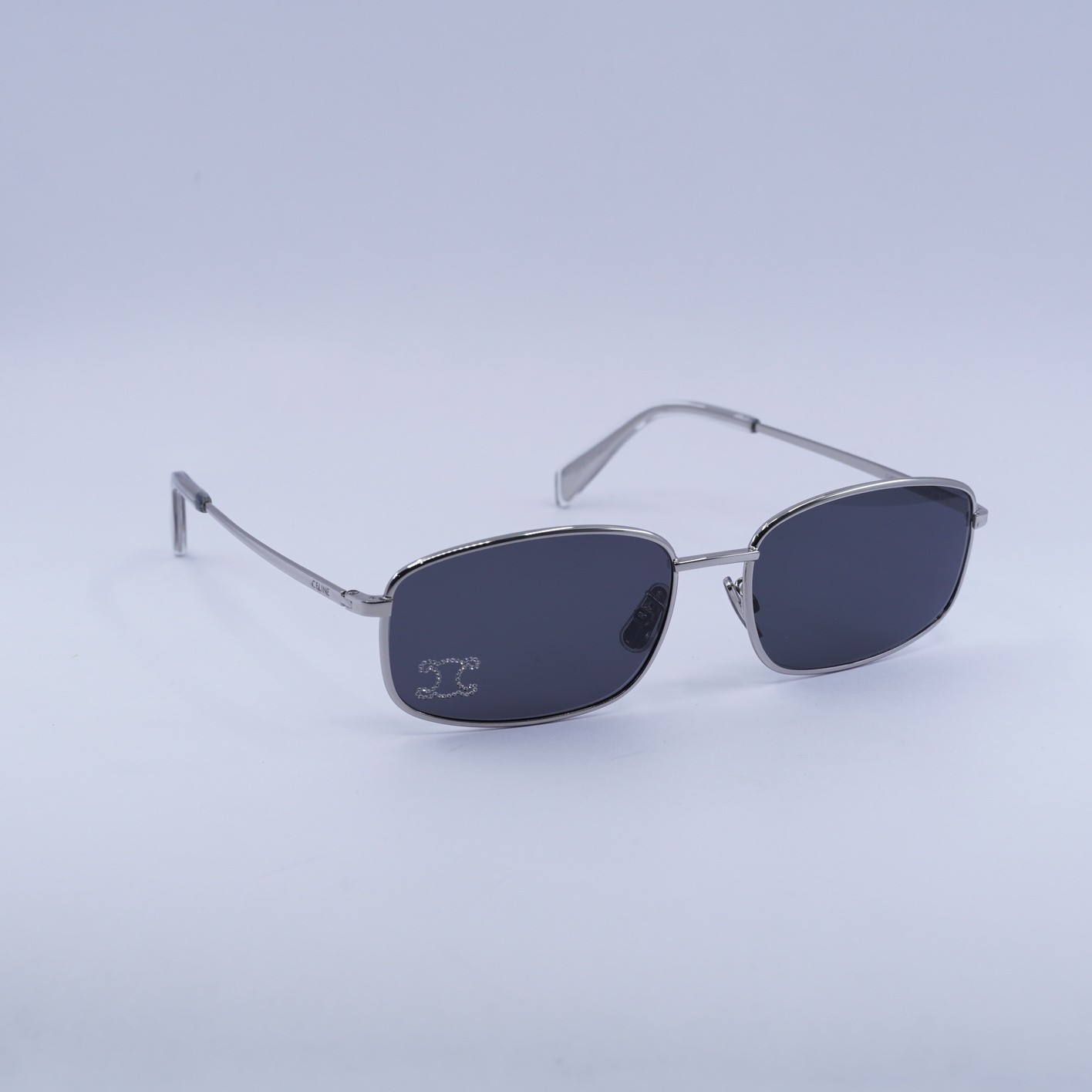 New Celine CL40285U RHINESTONE TRIOMPHE 16A Shiny Palladium/Grey with Crystal…