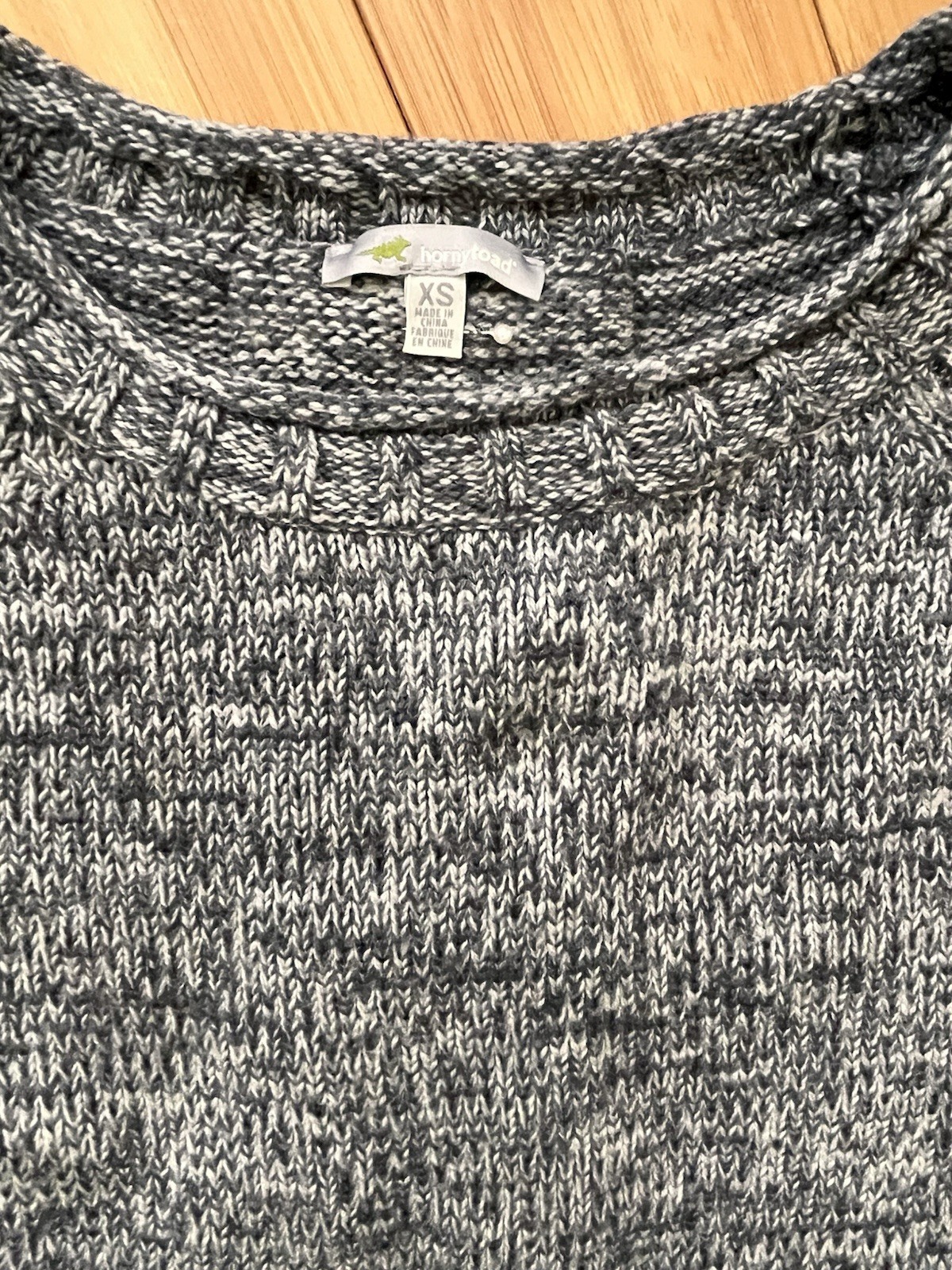 EUC! XS Horny Toad & CO Marlevelous Pullover Sweater Jumper Gray Bk Elbow Pads