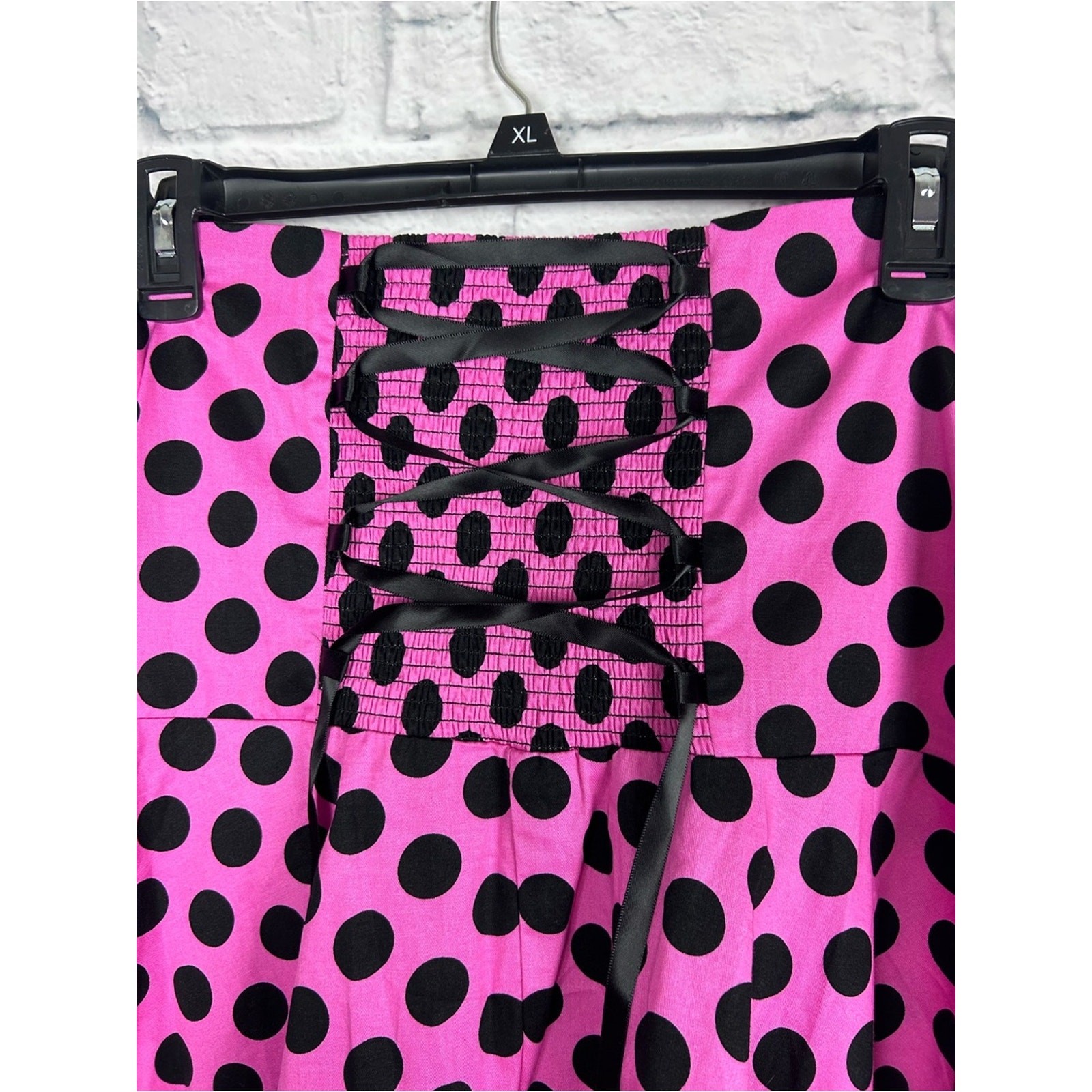 Dress Tells Pink Black Polka Dot Halter Dress XL Retro Pinup Rockabilly