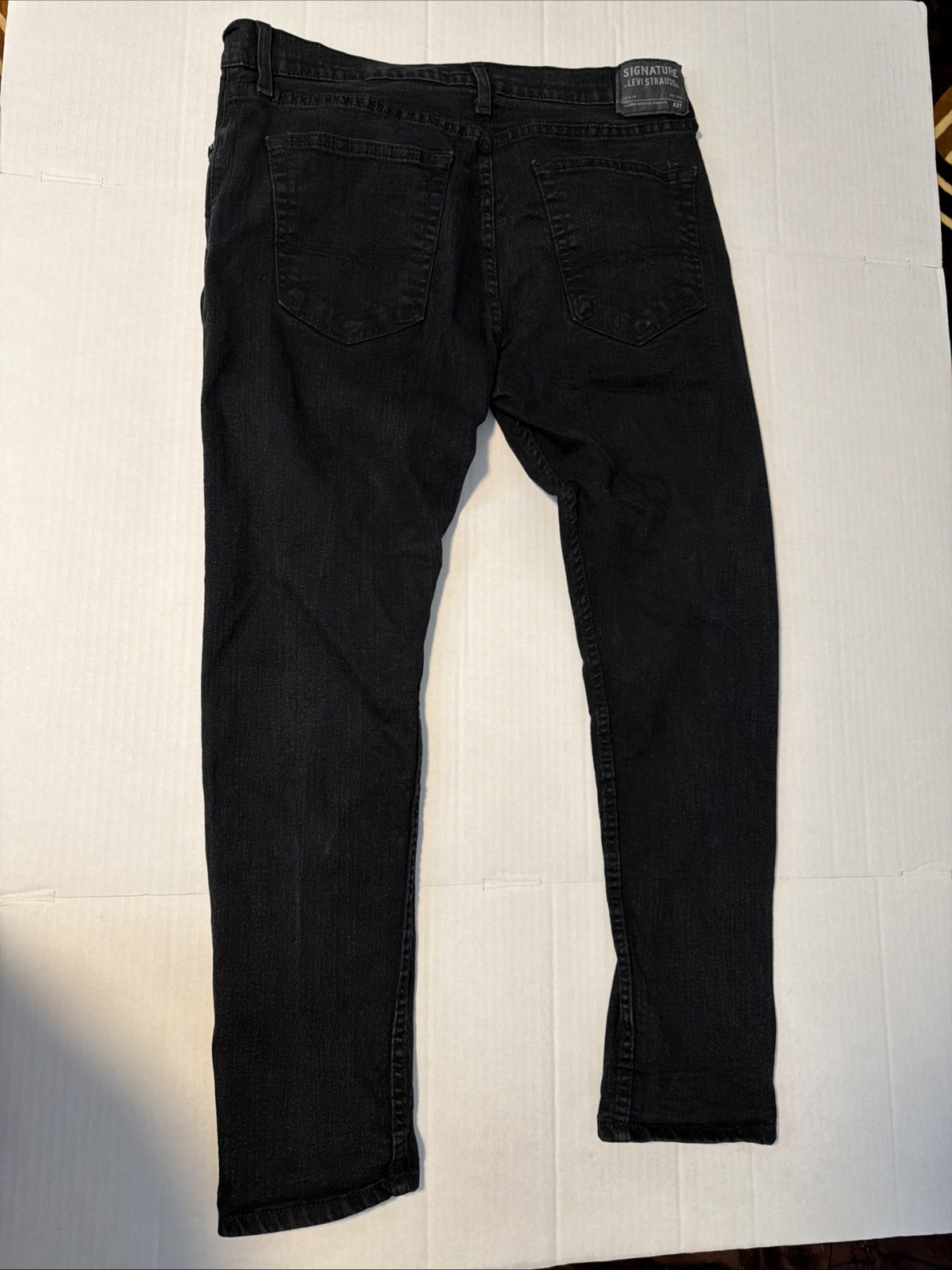 Men’s Levi Strauss Signature 36X30 S37 Jeans Straight Leg Black Denim Work