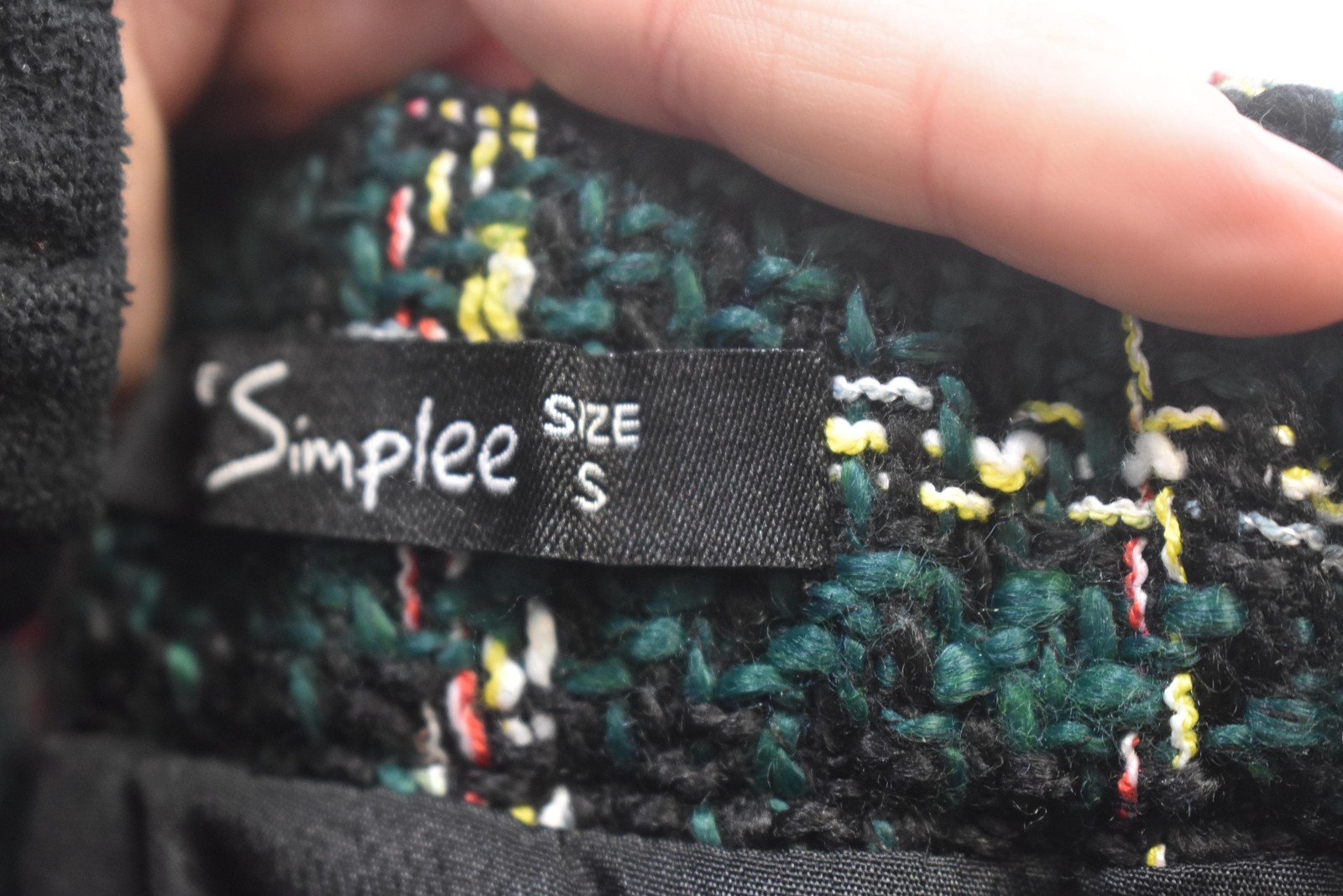 Simplee Skirt Womens Small Green Plaid Tweed Mini Button Front Elastic Waist
