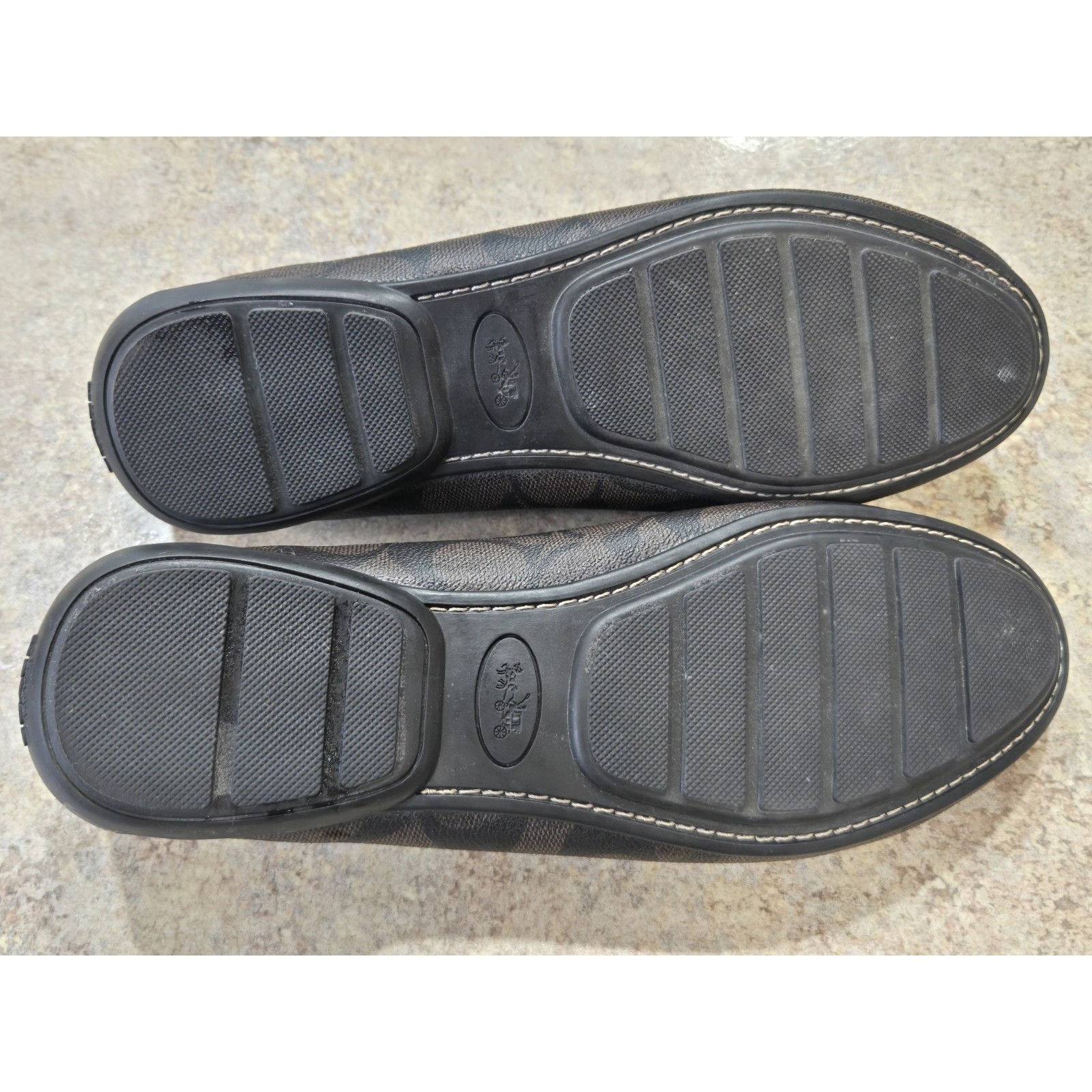 Coach Olympia Signature Monogram Loafers Brown Black Gold Hardware Size 9B