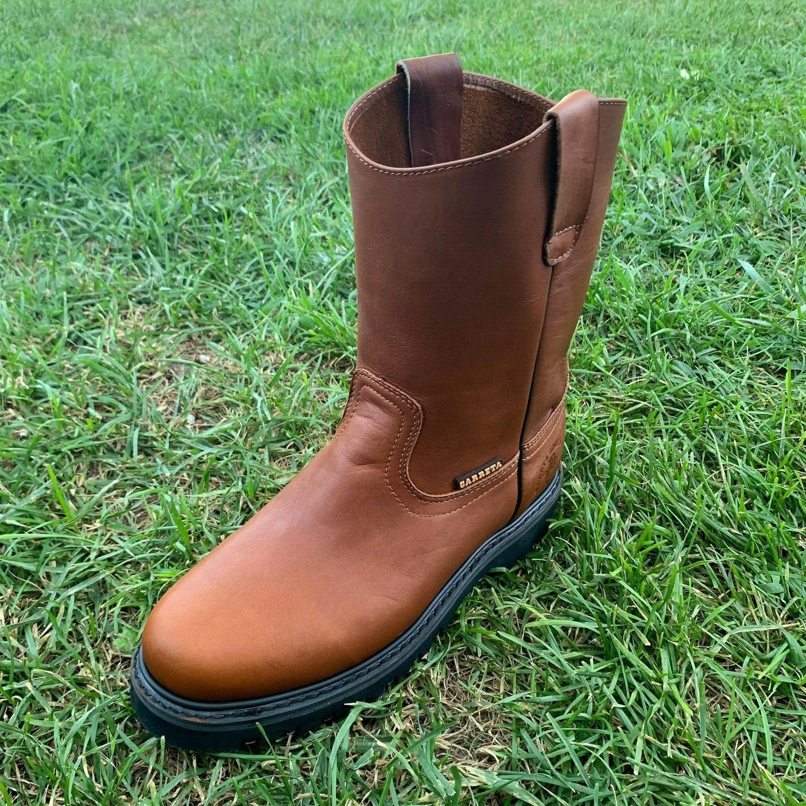 Bota Trabajo Mens Work Boots Pull On Leather Brown-Black oil water resistant 310