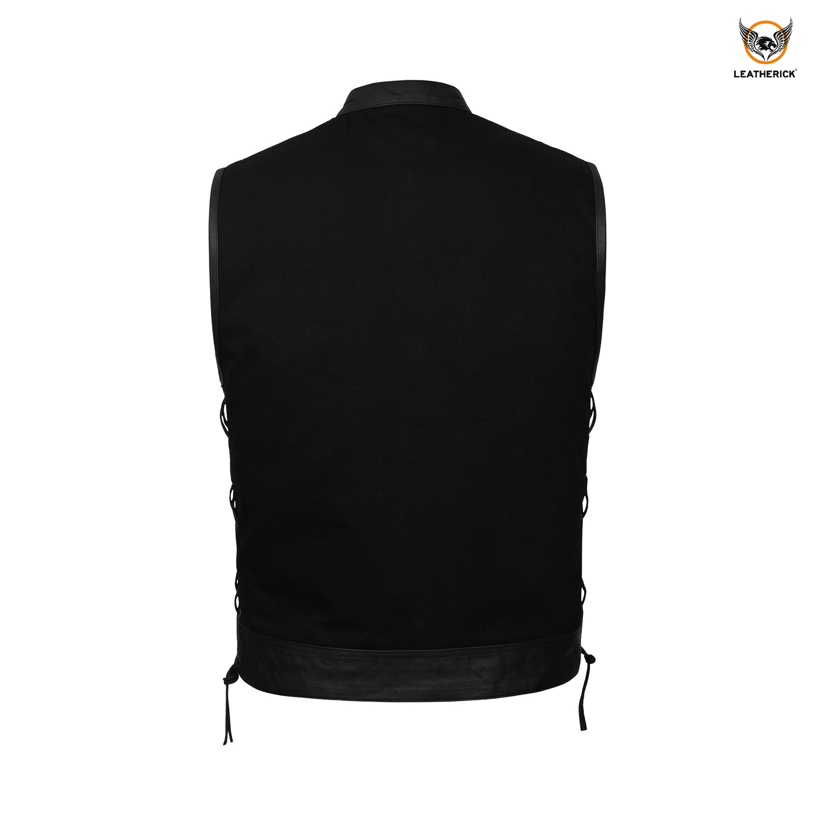 Leatherick Men’s SOA Black Denim Leather Vest Motorcycle Bikers Club Gun Pockets