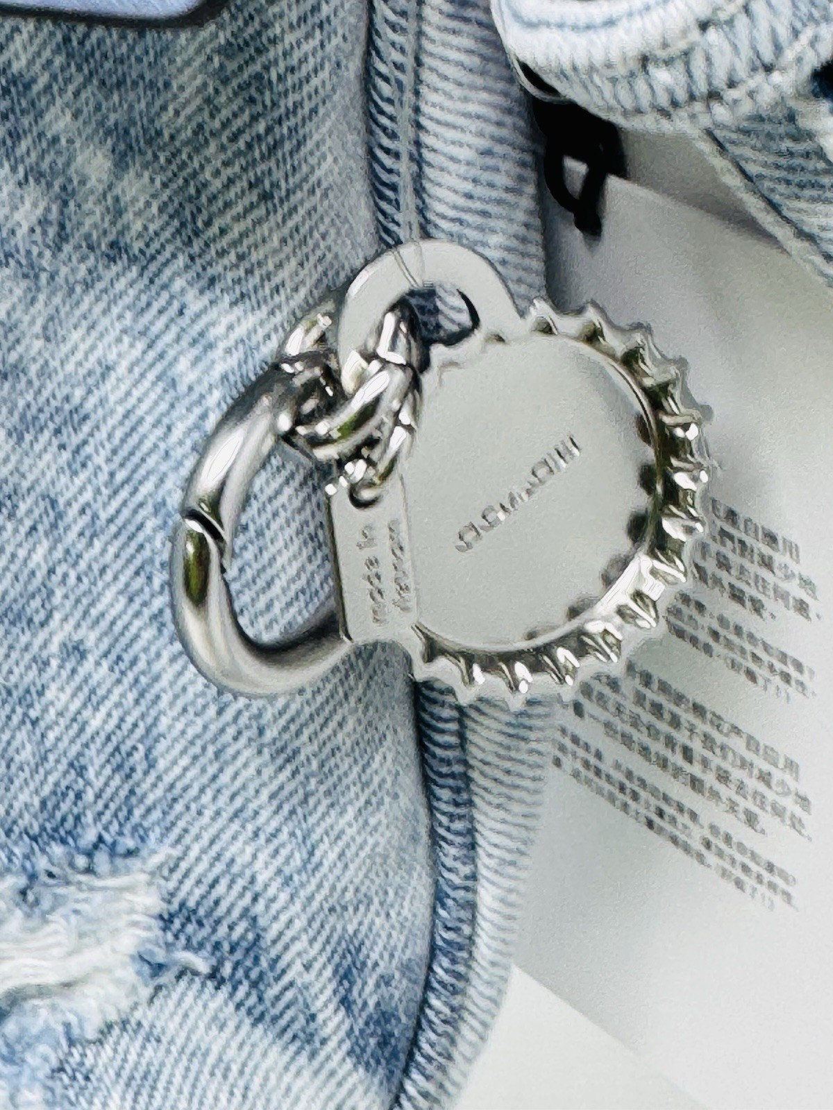 NWT COACH CDY76 Teri Shoulder Bag In Loved Denim With Charms /Light Indigo