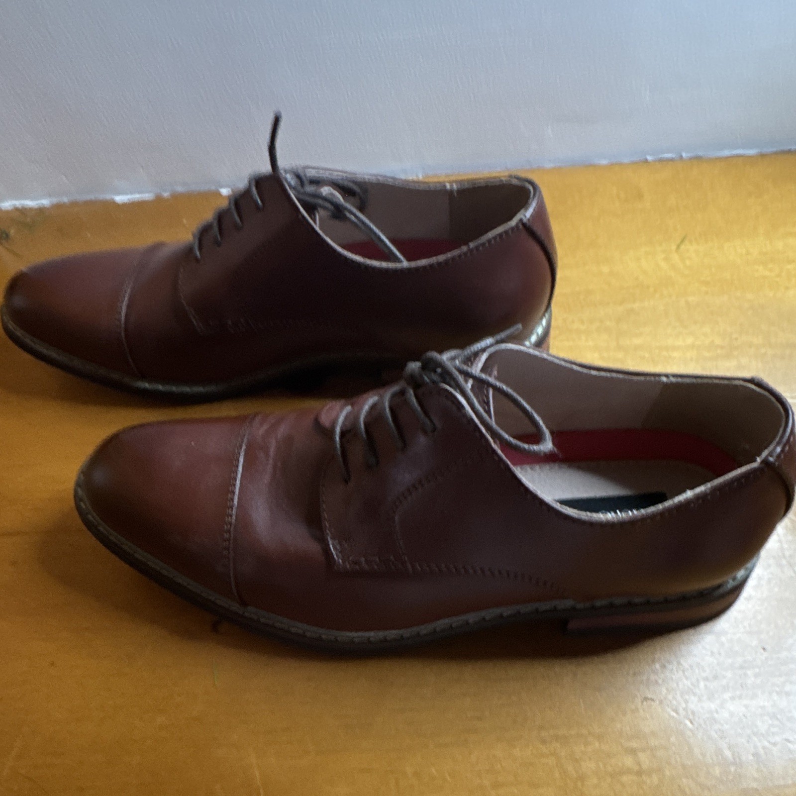 Bruno Marc Men’s Brown Leather Cap Toe Lace-Up Oxford Dress Shoes US 9