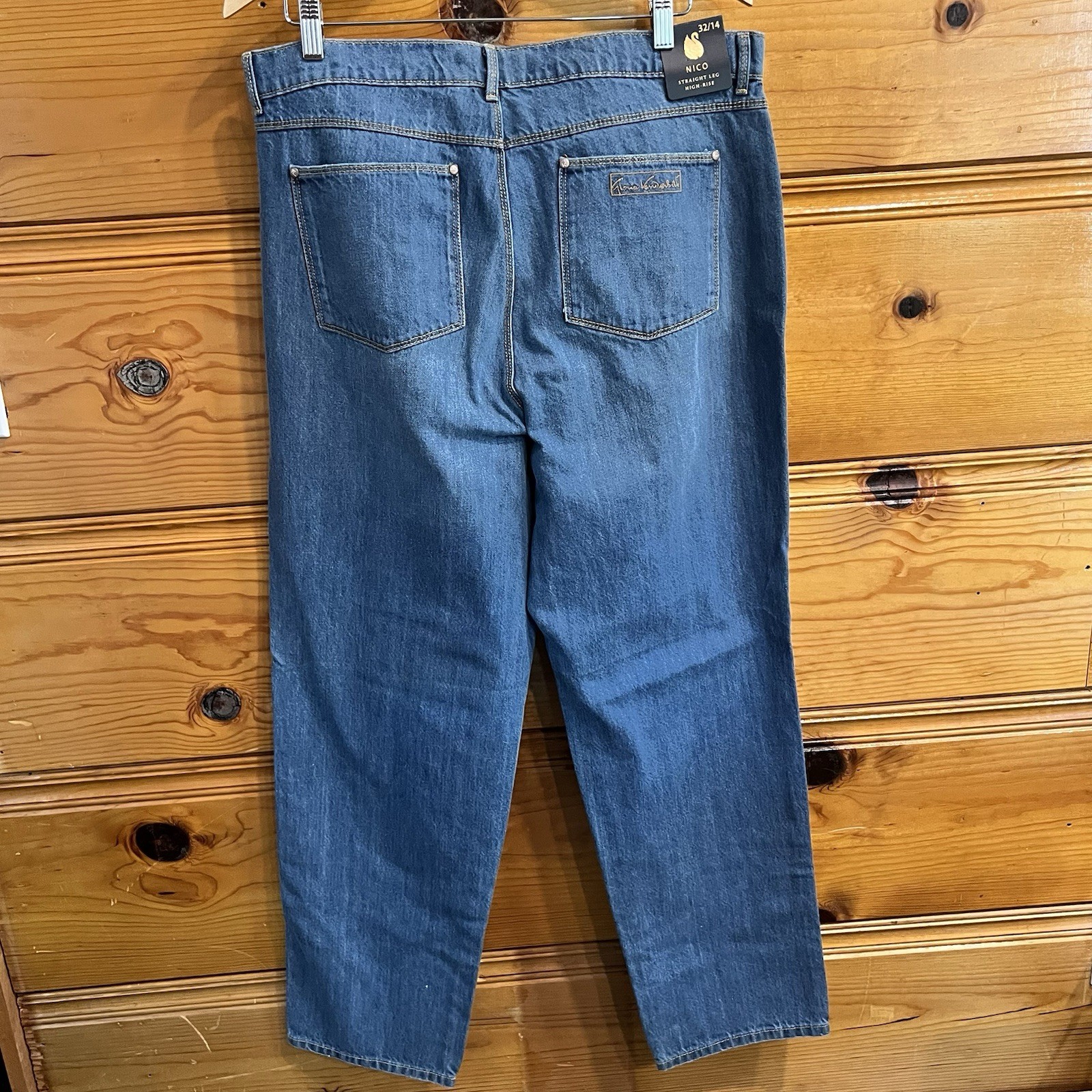 NWT Gloria Vanderbilt Nico Jeans High Rise Straight Leg Blue Denim 14 Classic