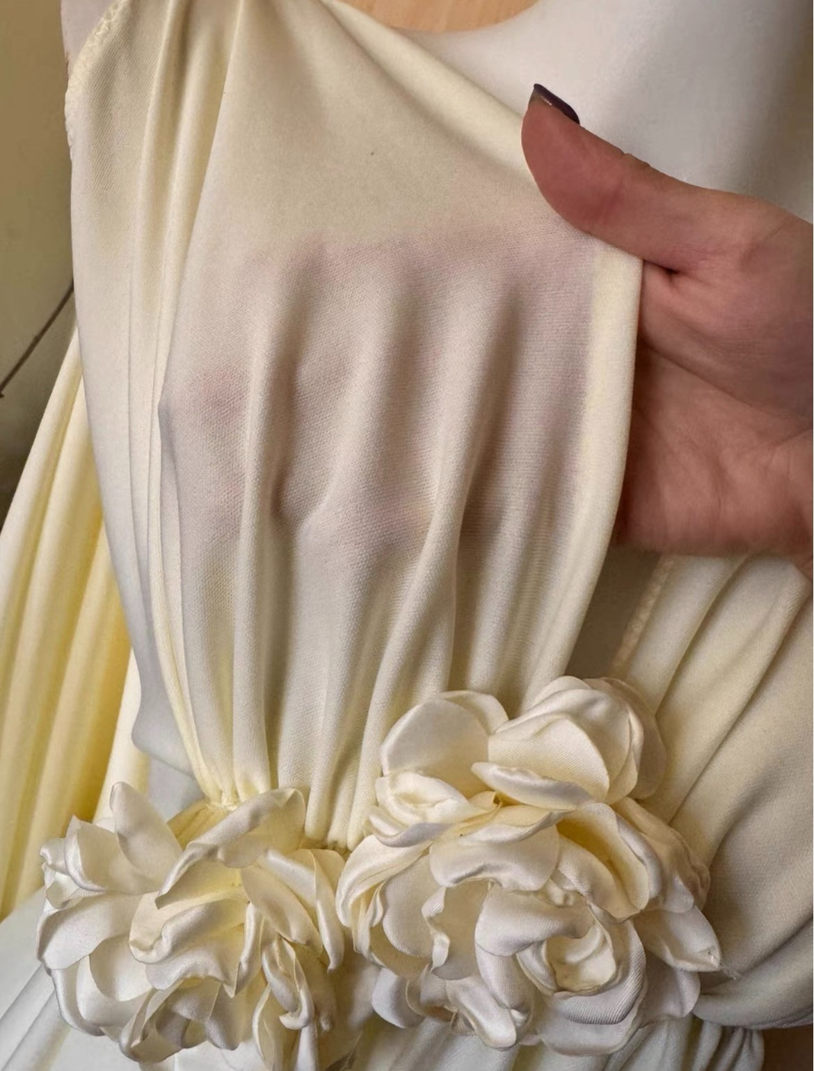 Handmade Greek Goddess Maxi Dress V Neck Backless Draped Floral Ivory Gown