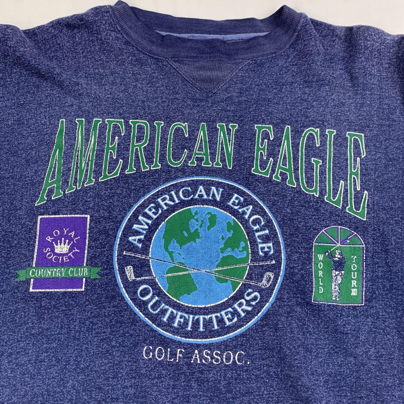 Vintage American Eagle Outfitters Sweatshirt Adult Medium Blue Golf Sports 90s