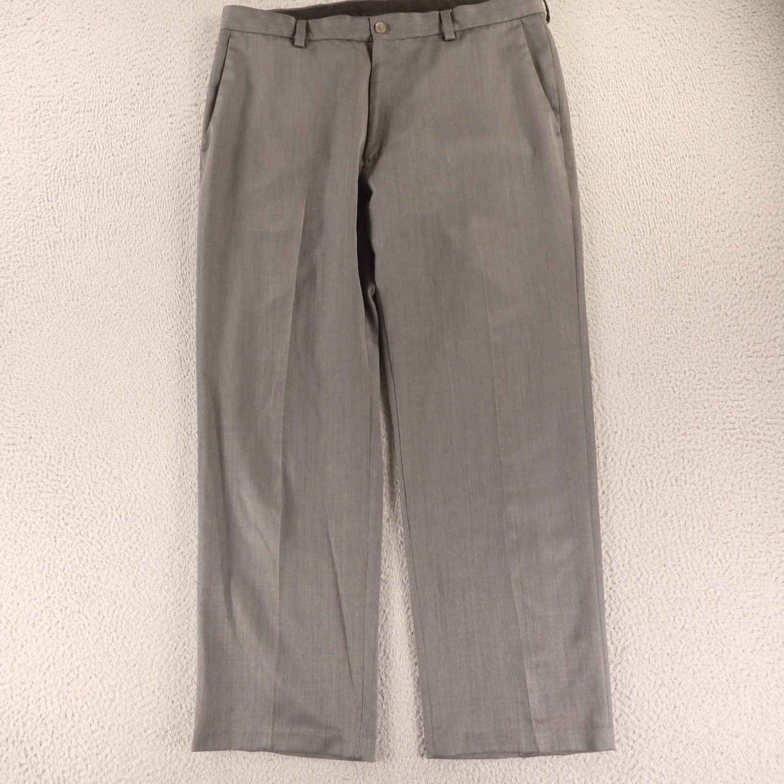 Haggar Pants Mens 36×29 Gray Heather Polyester Flat Front