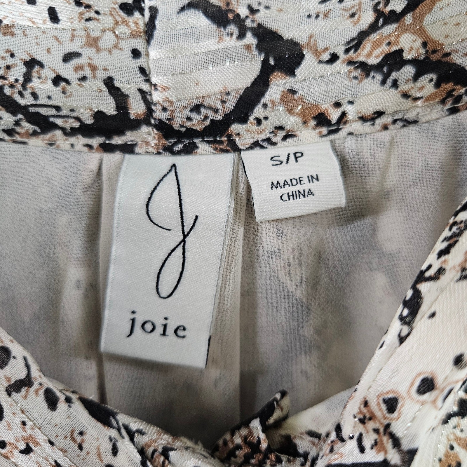 Joie Snake Print Bow Blouse Womens Small Tie Neck Top