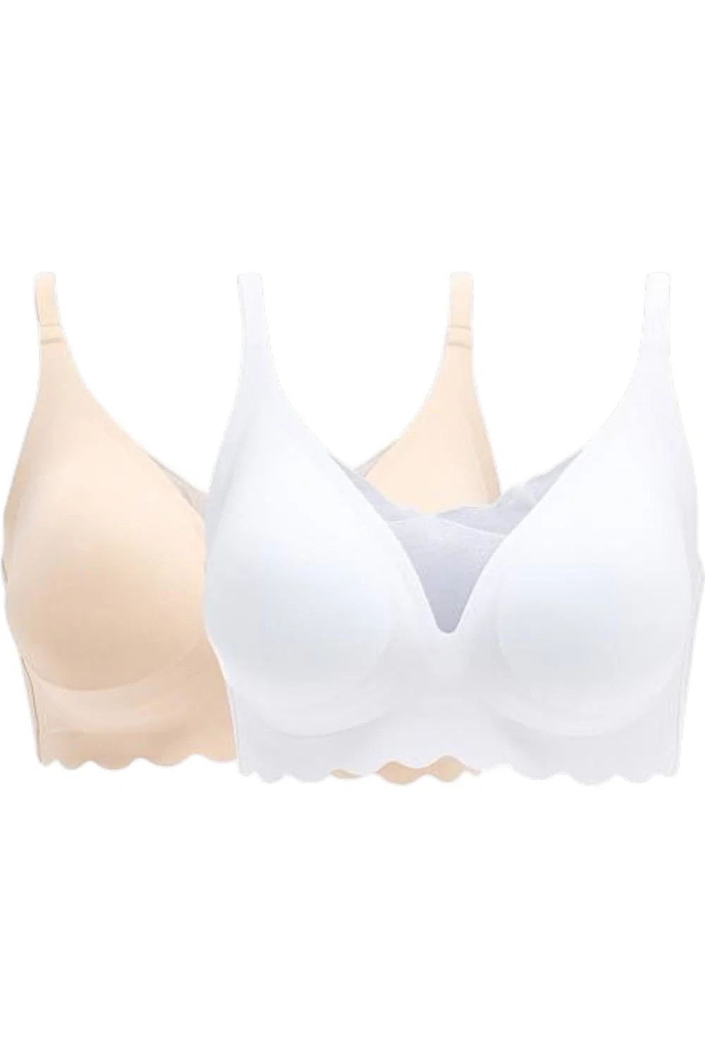Rhonda Shear Women’s 2-pack Gel Bra Scallop Edge White/Light Beige