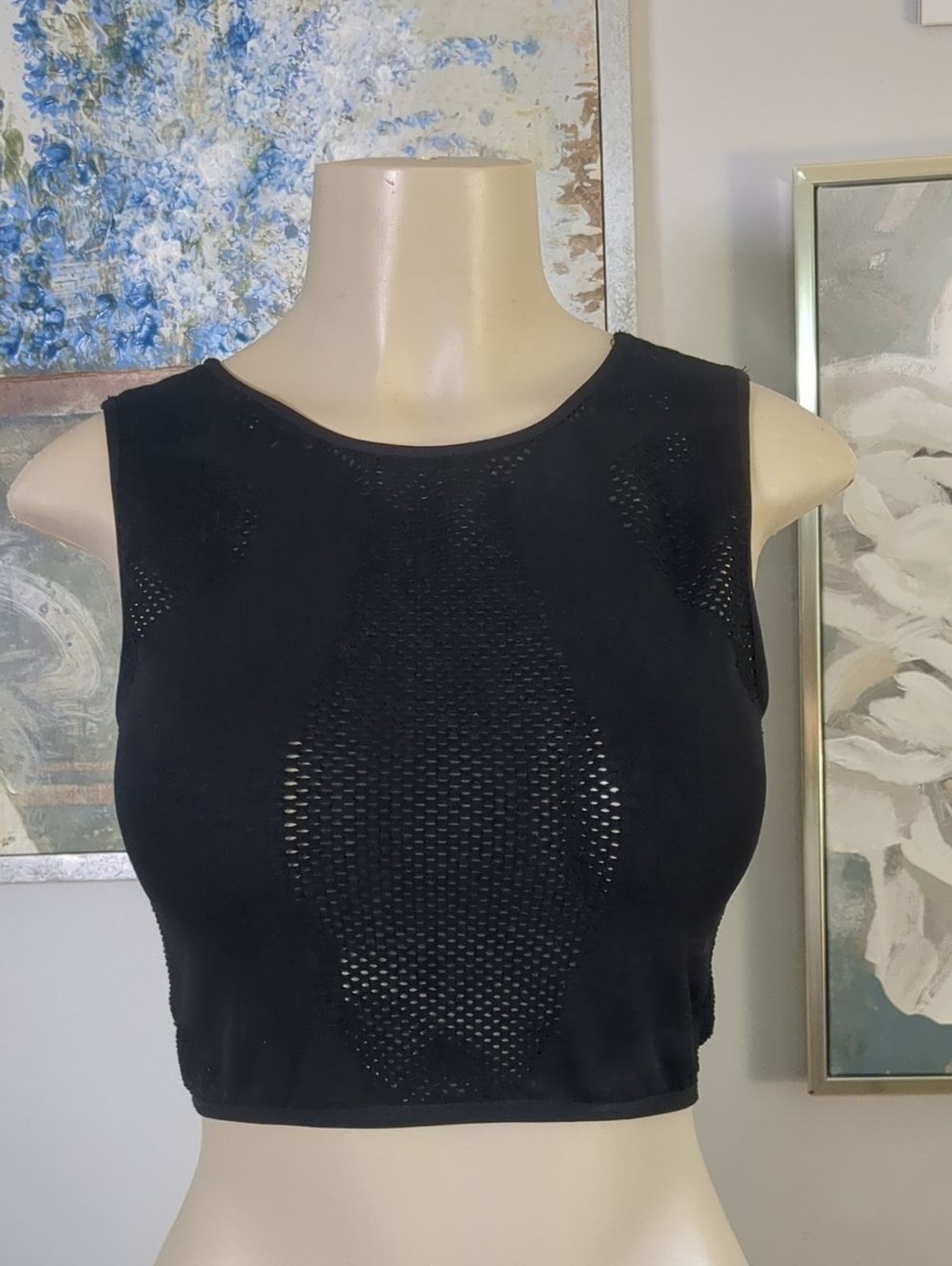 Urban Outfitters Out From Under “Eyes On Me” Seamless Black Mesh Crop Top M/L