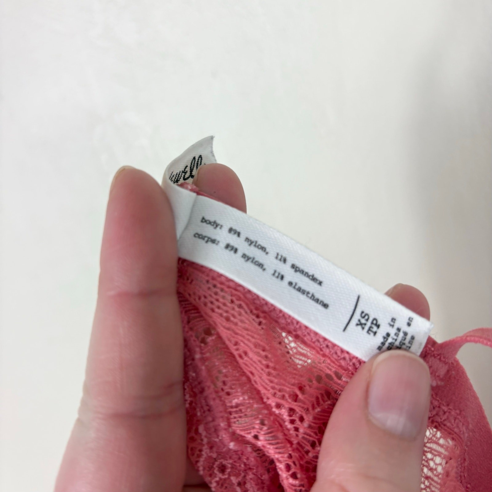 Madewell Unlined Wireless Stretch Lace Liana Longline Bralette in Pink