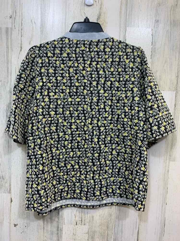 PRE-OWNED VOCAL Tops Size M BLACK/YELLOW/GREEN/BLUE/WHITE Floral Blouse/FLORAL S