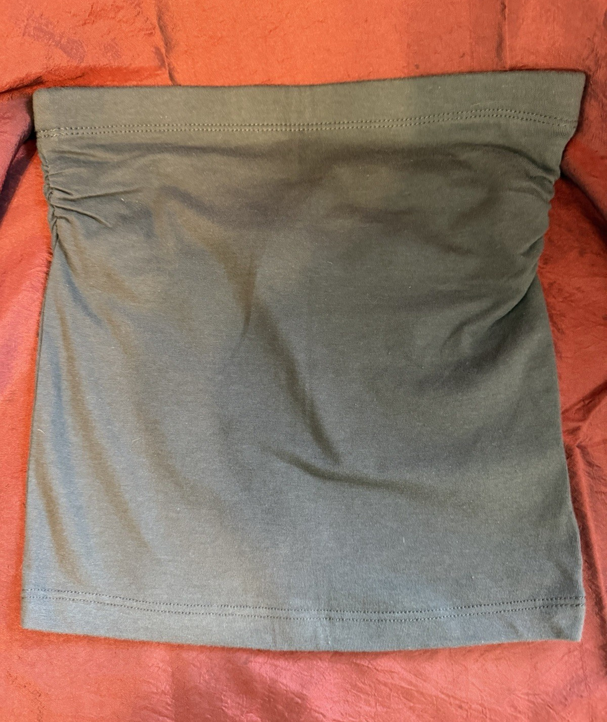 Zenana Outfitters Gray Solid Ruched Strapless Knit Tube Top Size S Women