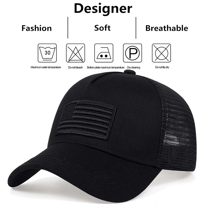 American Flag Embroidery Baseball Net Cap Spring and Summer Outdoor Adjustable