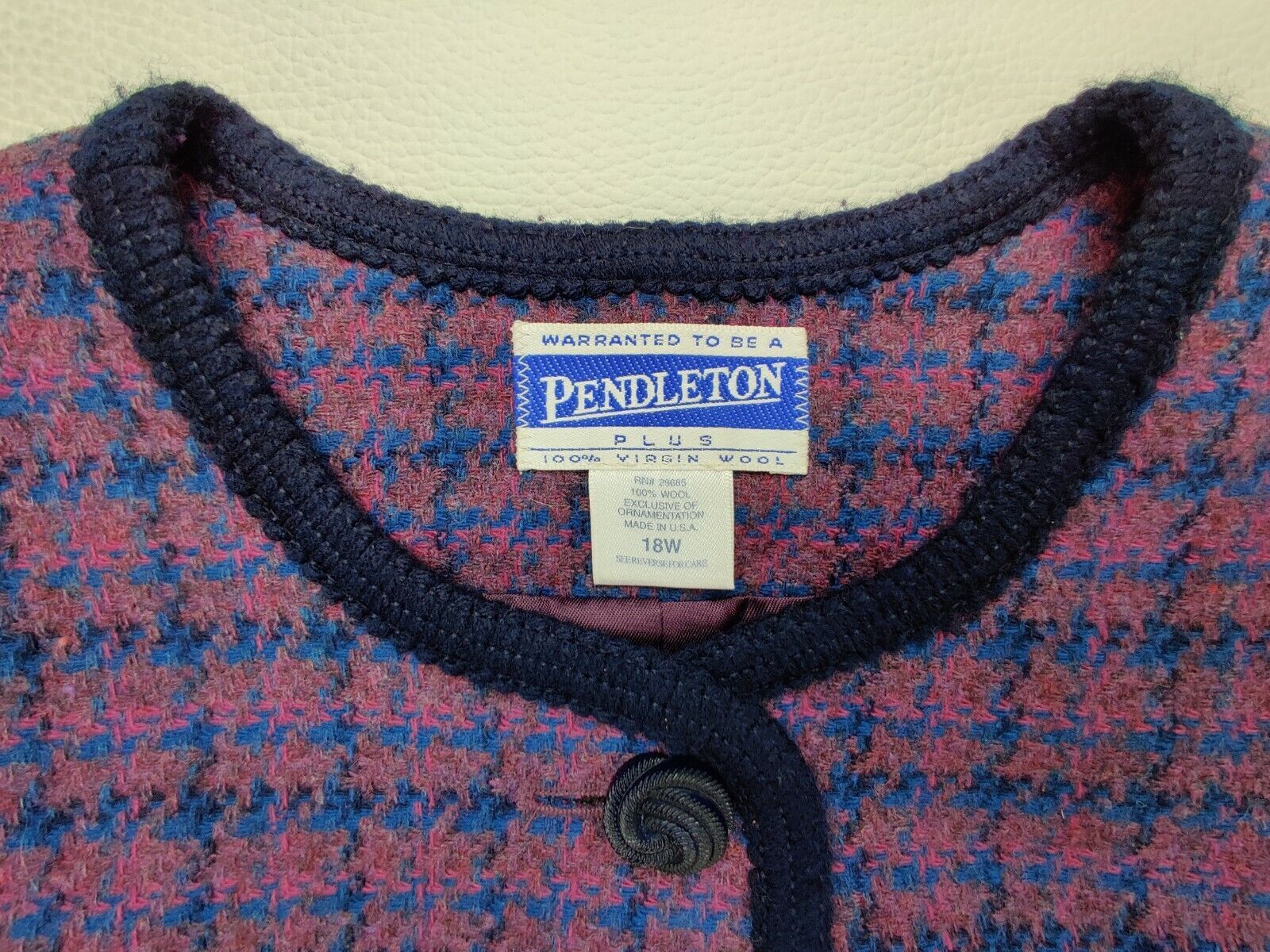 Pendleton Plus 💯 Virgin Wool Womens Sz 18 Multi-Color Purple Classic Blazer Top
