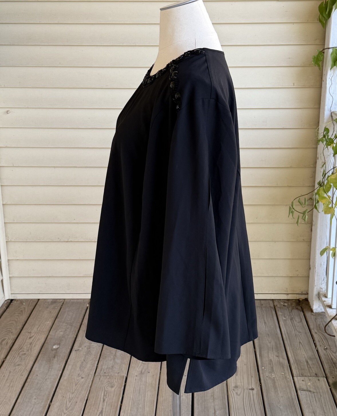 NWT Catherines Blouse Plus 5x 34W 36W Black Chiffon Jeweled Top Dressy Party