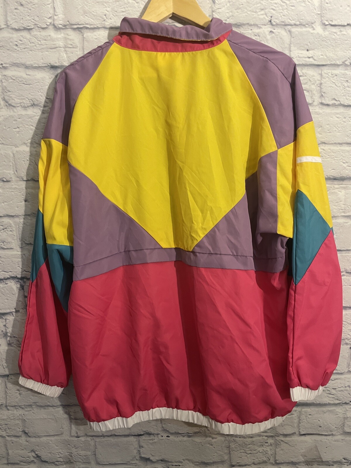Funny Guy Windbreaker Color Block Multicolor Zipper Retro 1980 Pockets M