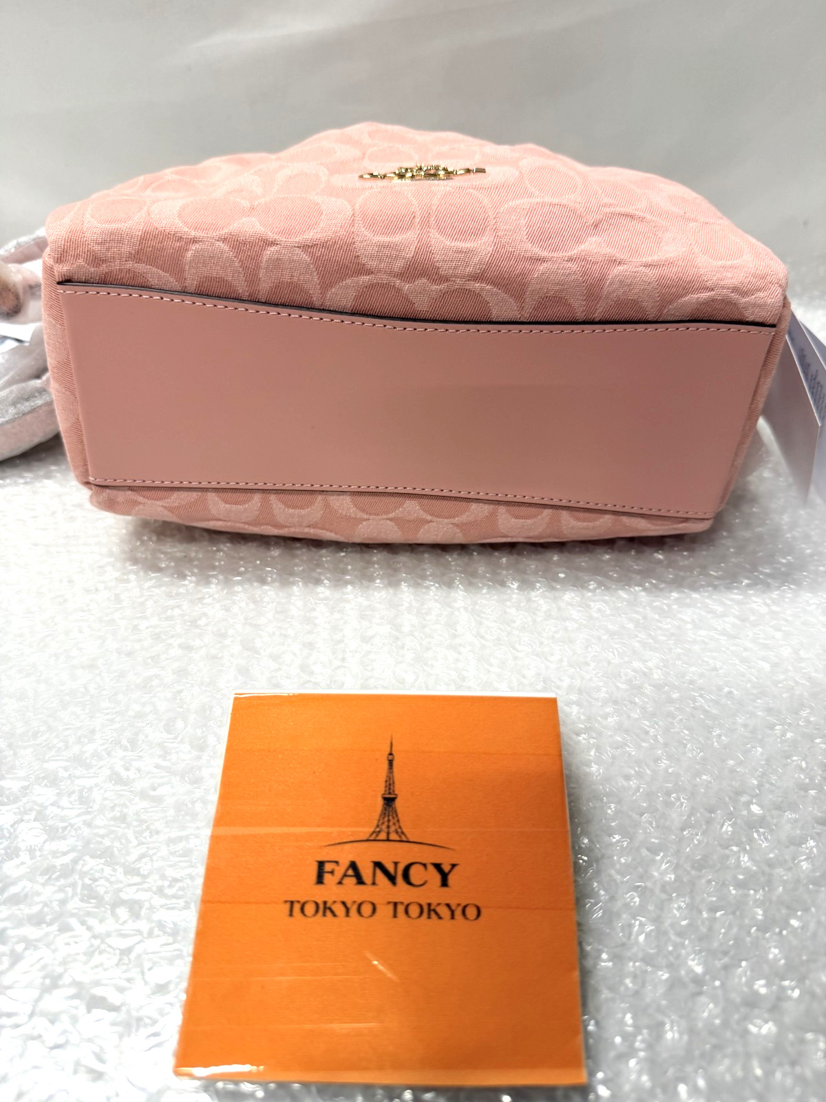 COACH Faye Drawstring Bag Signature Denim Light Pink CFD03 IMNH1 Auth New