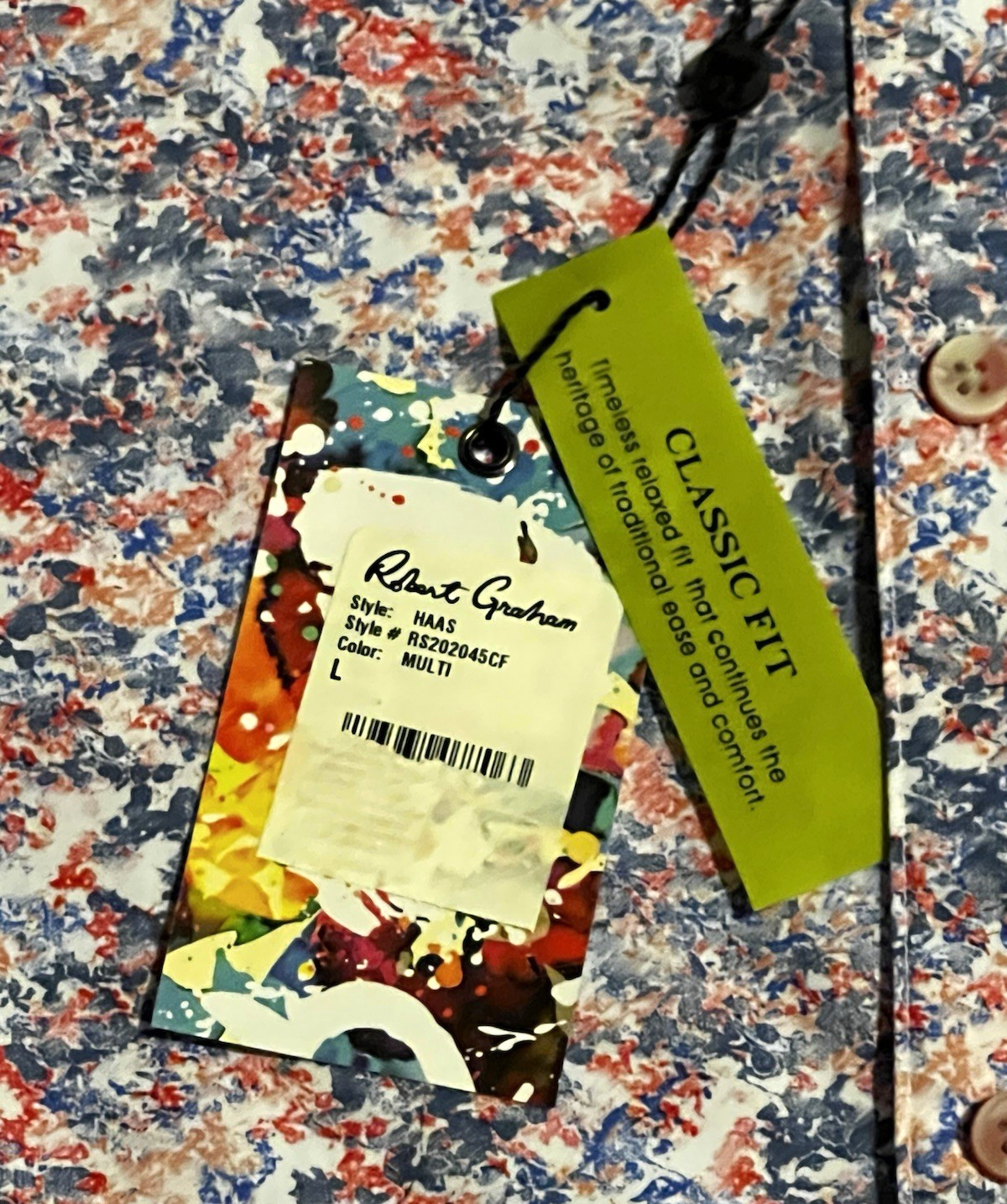 ROBERT GRAHAM Button Up Front Short Sleeve Shirt HAAS Floral Print CLASSIC Sz LG