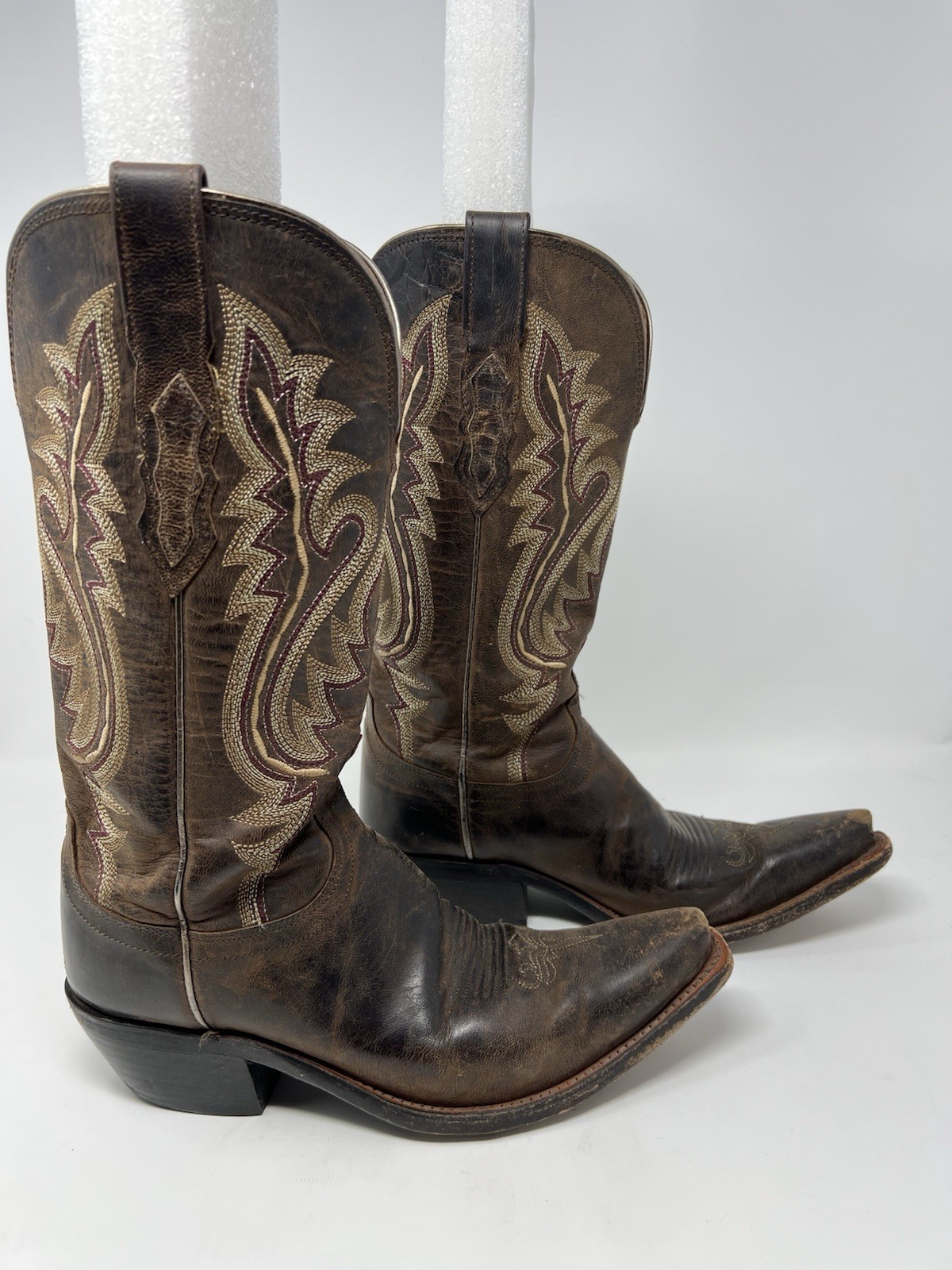 Lucchese Cassidy Women’s 8 Chocolate Brown Madras Goat Leather Cowgirl Boots