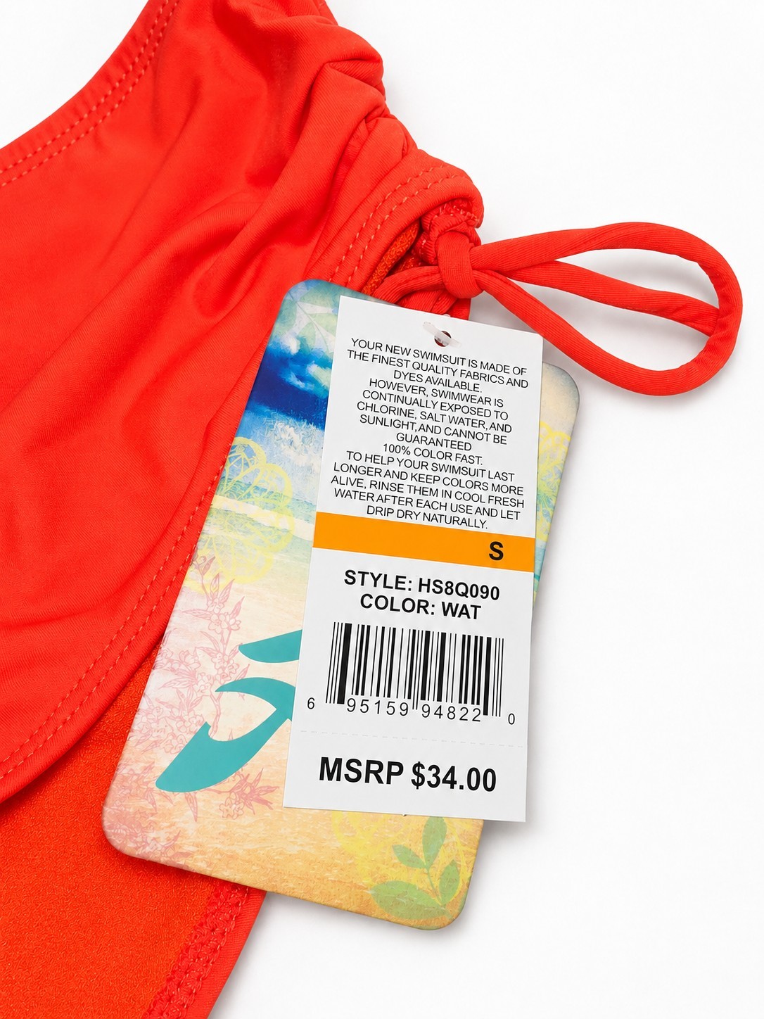 Hobie Bikini Bottoms Womens Small S Coral Orange Swimwear NWT