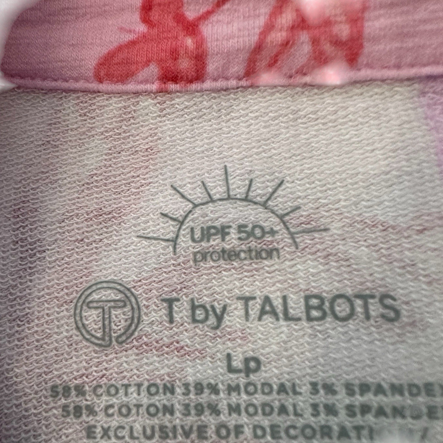 Talbots Cozy Crush Half-Zip Pullover Beach Villa Print Pink Sz LP UPF 50+