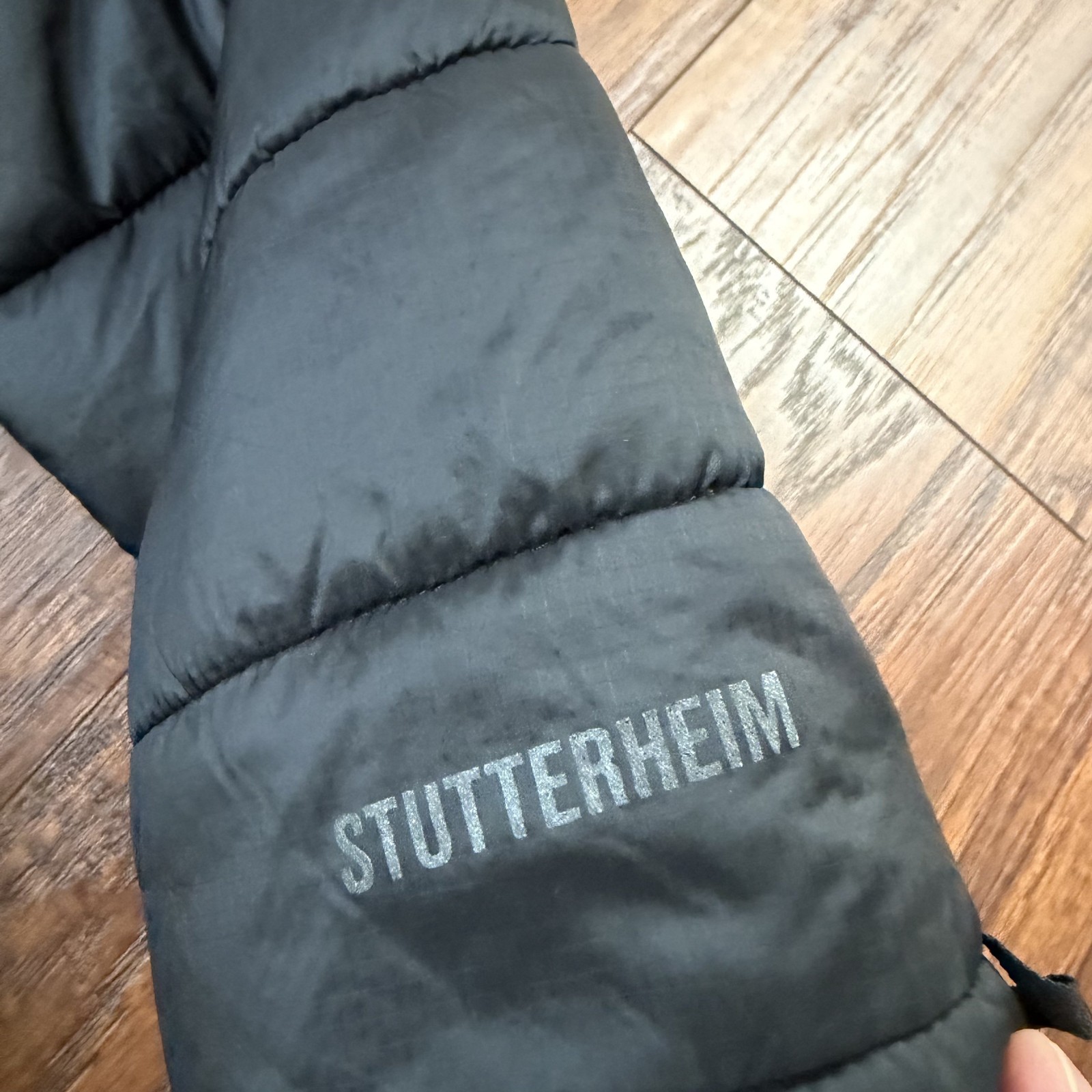 Stutterheim Jacket Mens XL Black Raincoat Hooded Quilted Full Zip Insulated