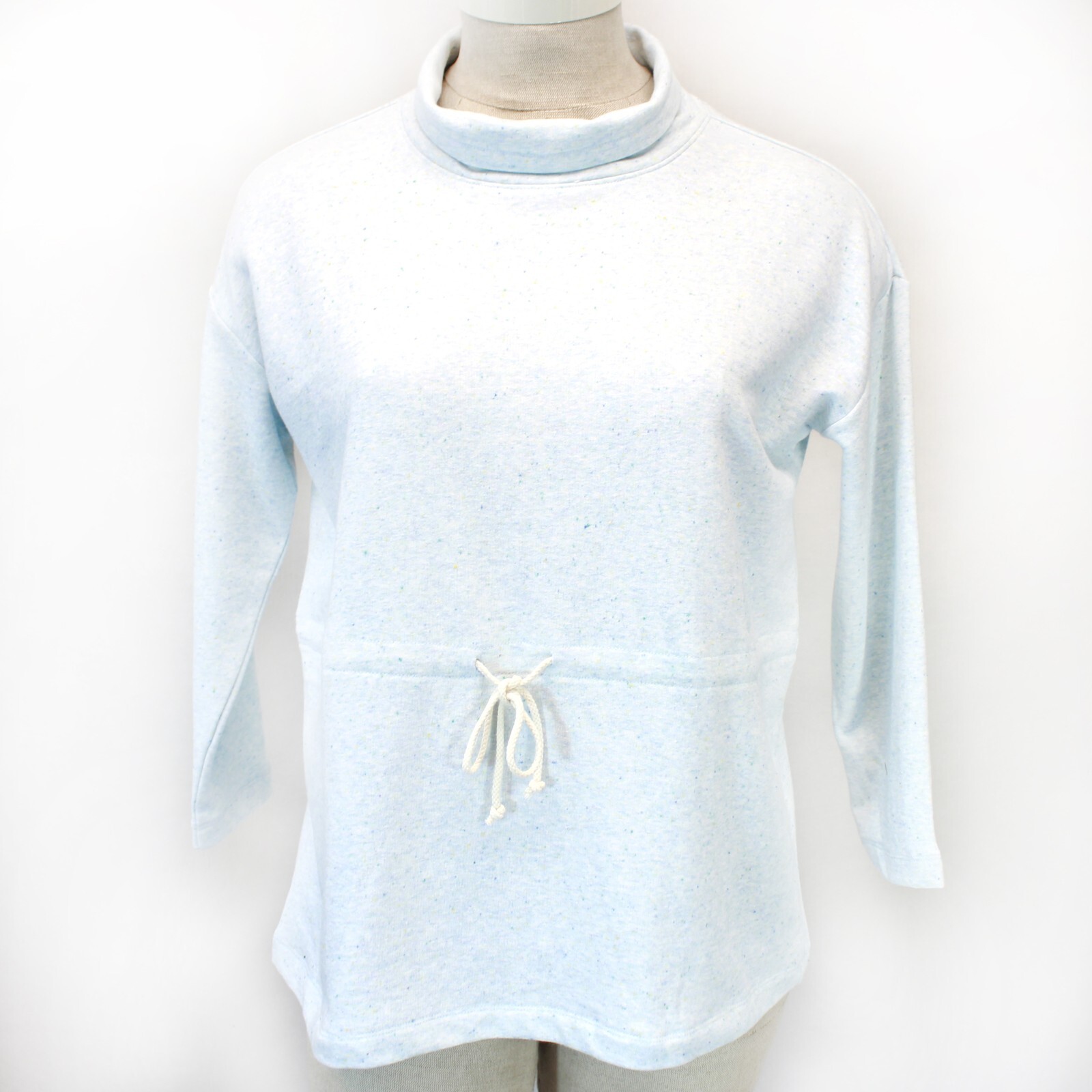 TALBOTS Plus Light Blue Cowl Neck French Terry Pullover TOP SWEATSHIRT 1X