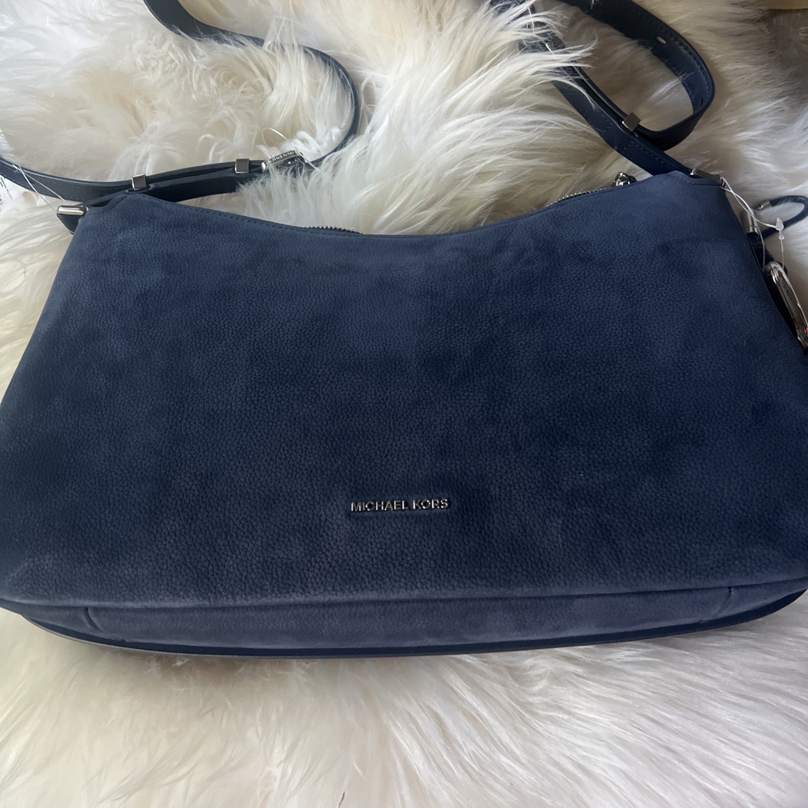 NWT Michael Kors Nolita Medium Nubuck -Leather Shoulder Crossbody Bag DressBlues